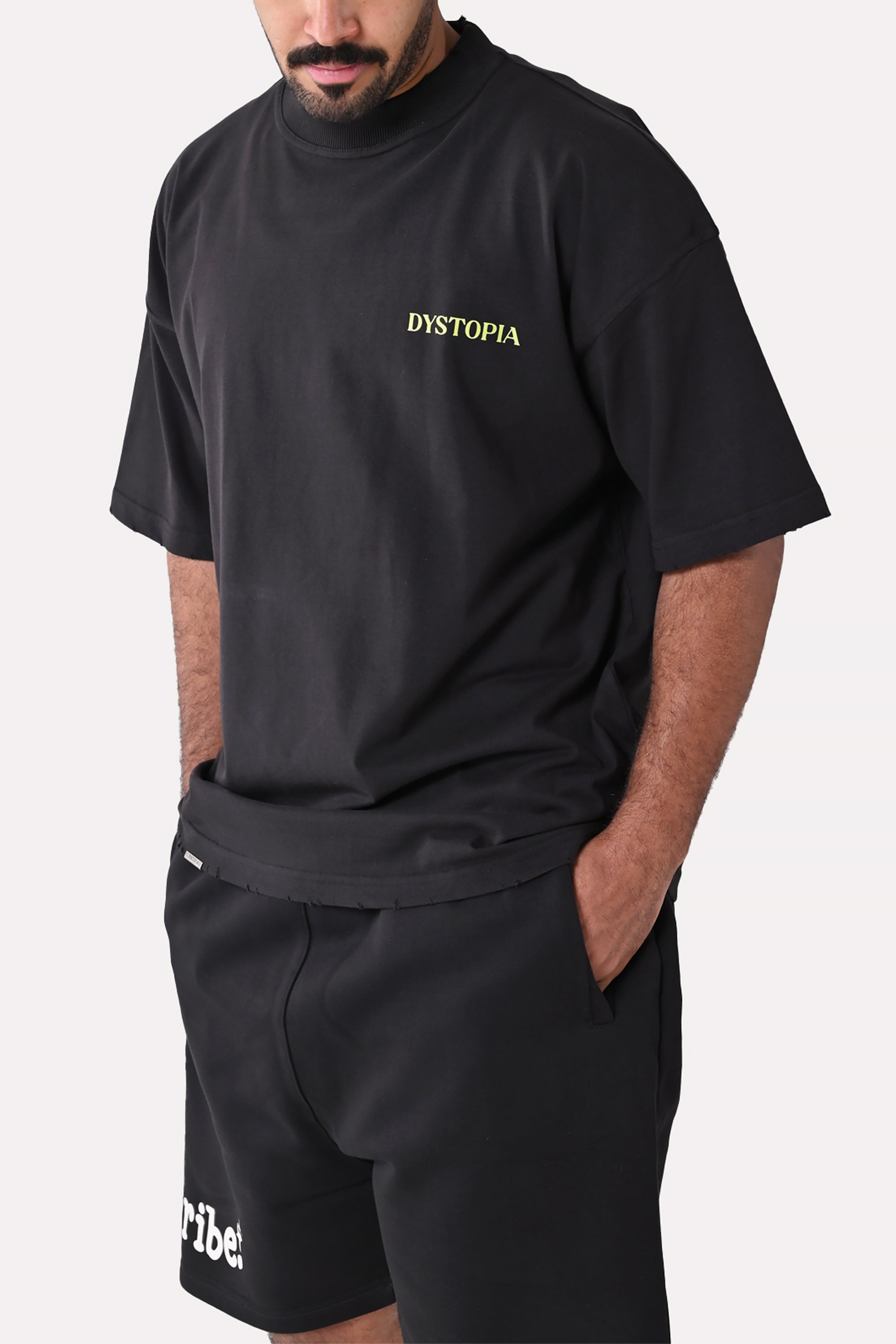 Black Logo Printed T-shirt by Dystopia