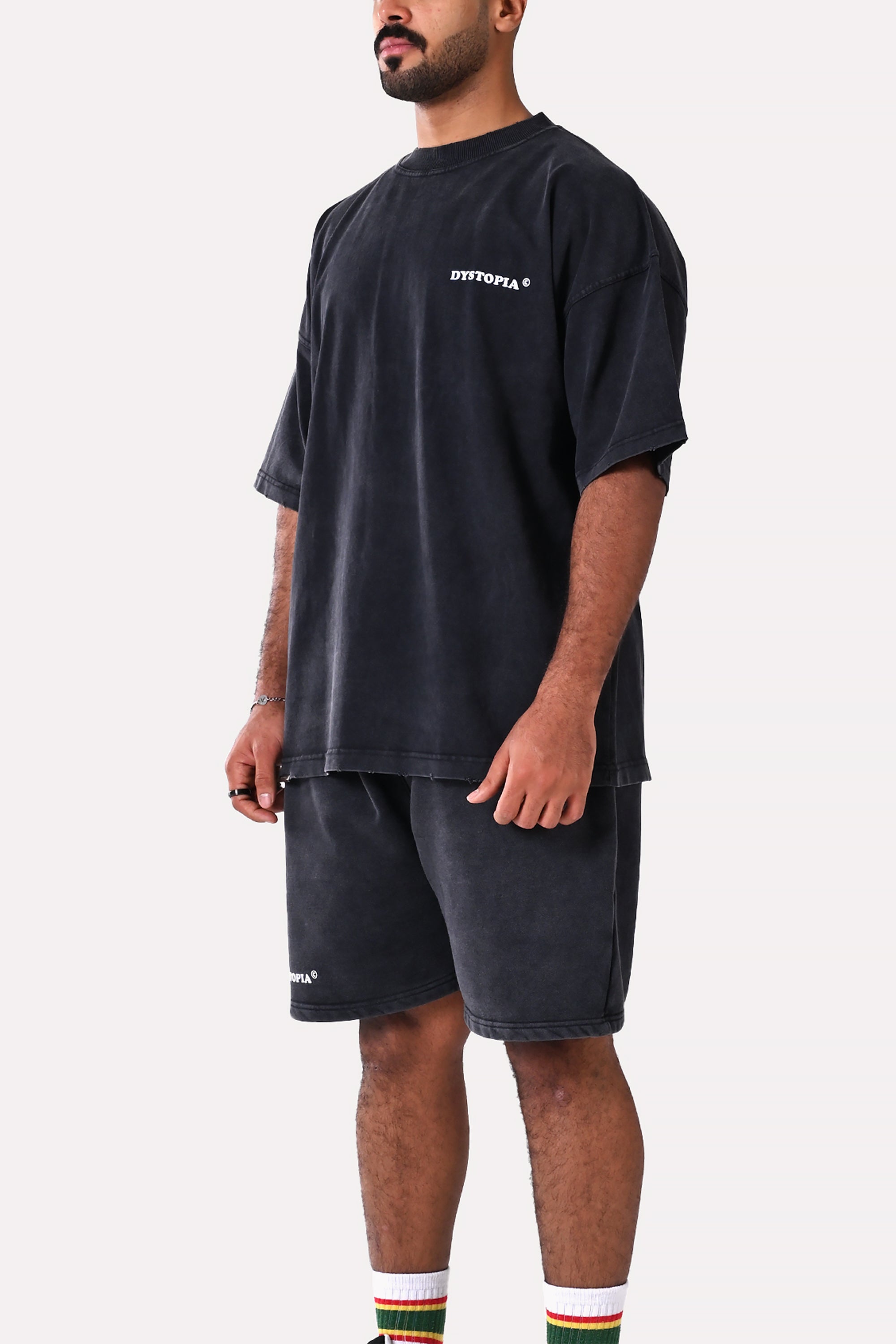 Grey Washed Failure Printed T-shirt by Dystopia