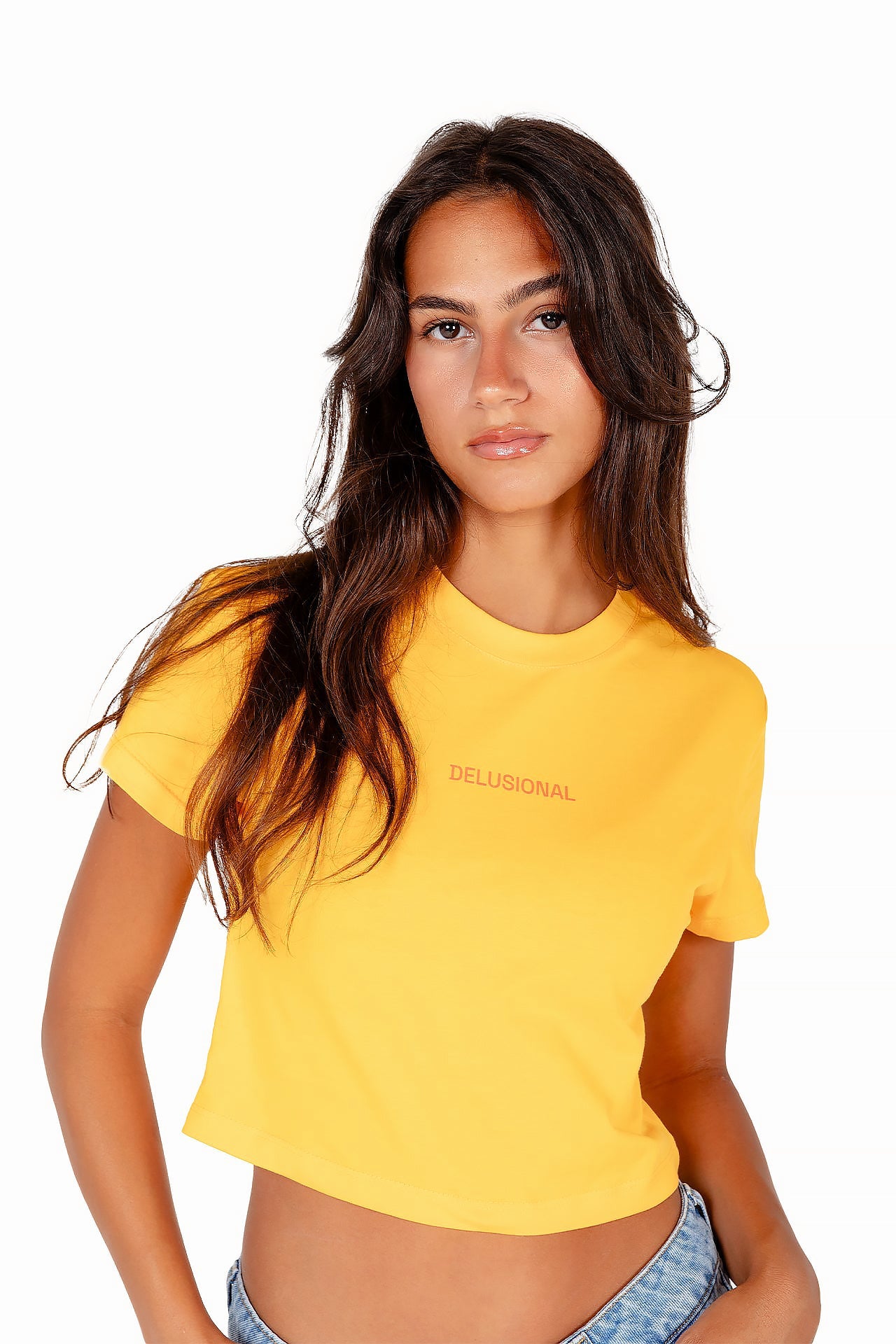 Orange Delusional Cropped T-shirt By In Your Shoe