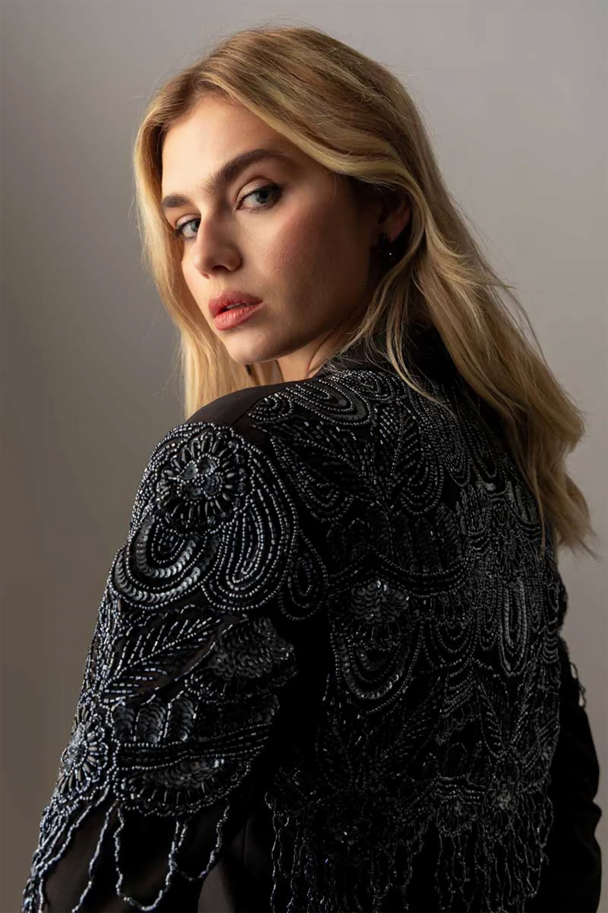 Black Polyester Ebony Blazer by Raishma
