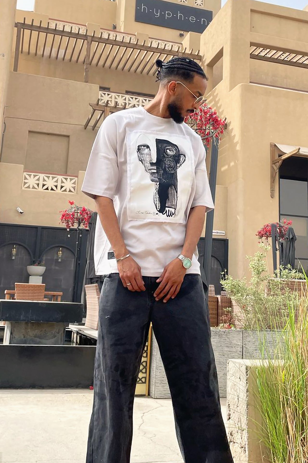 Unisex Grey Abstract Printed T-shirt by Pavone Line