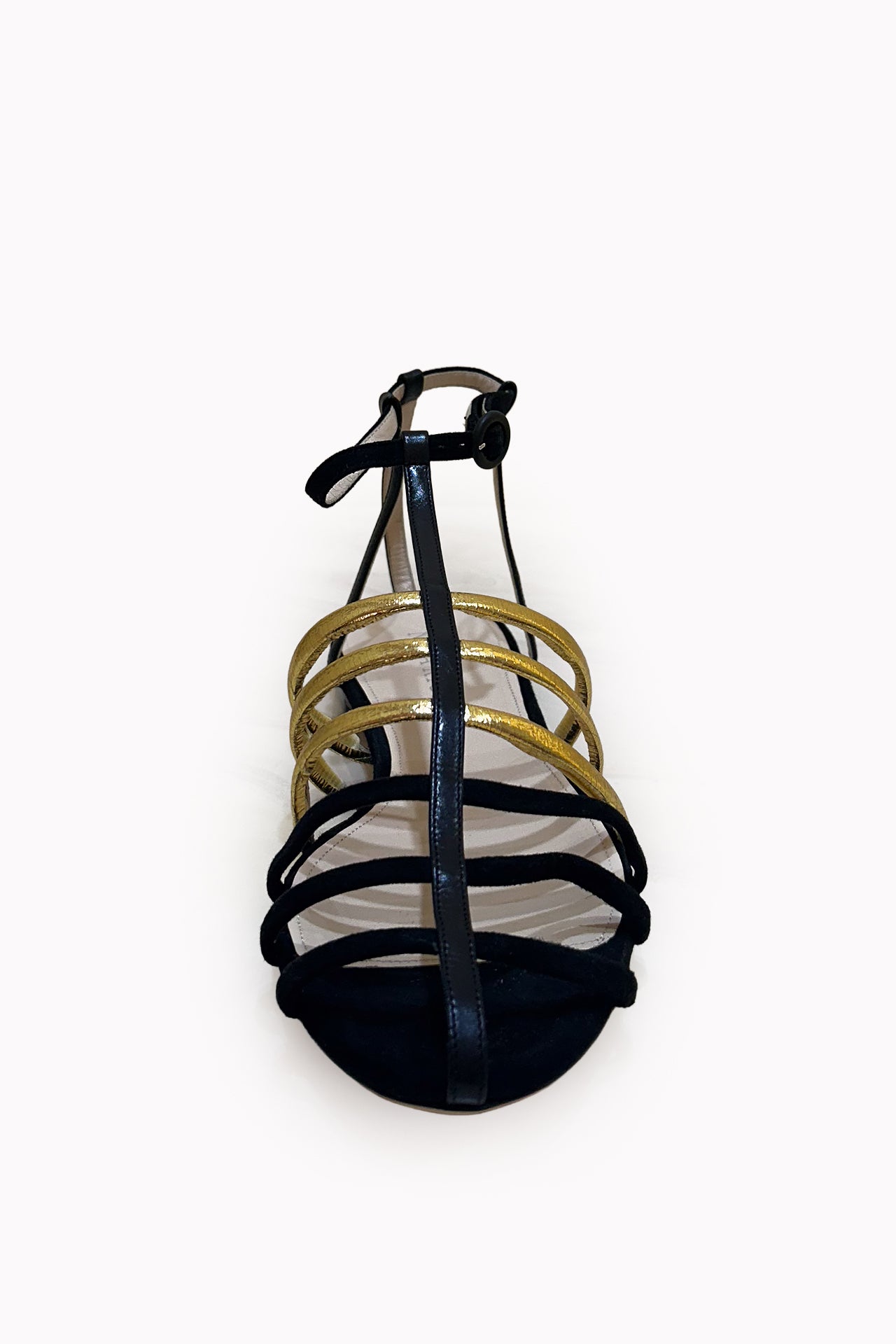 Nina Ricci Oscio Black & Gold Sandals by Vintage SAAF