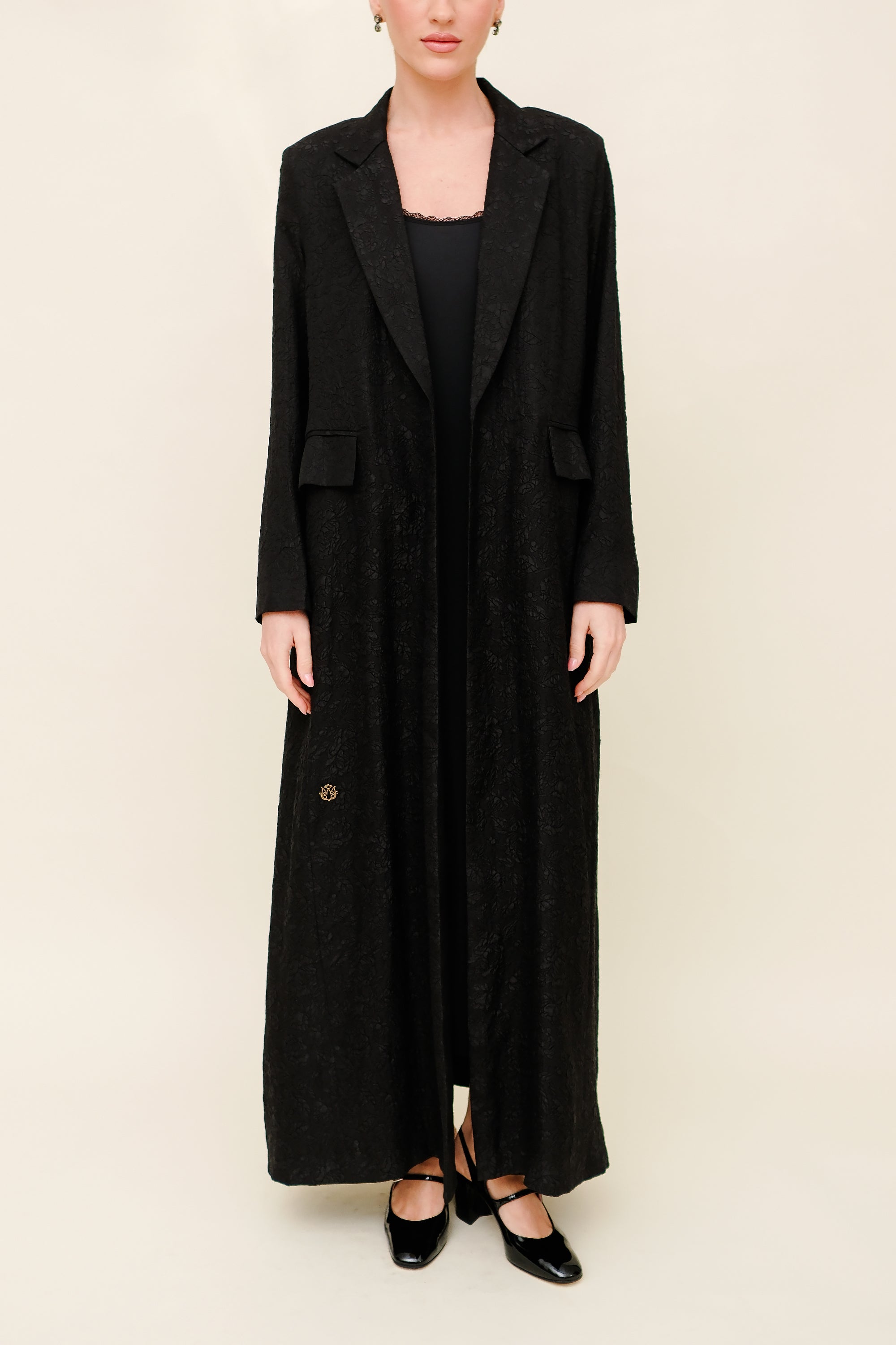 Black Floral Blazer Abaya by Al Dukan