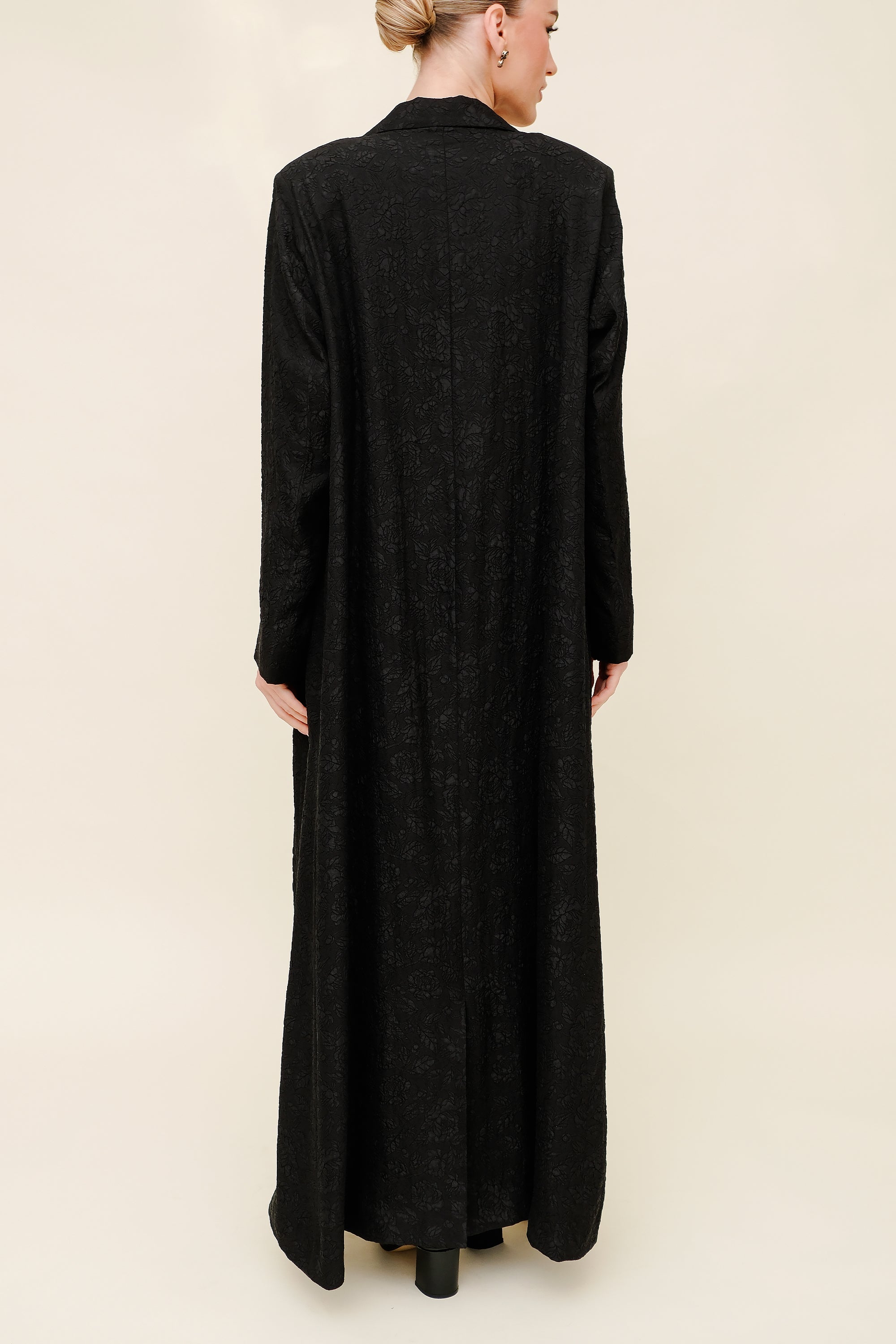 Black Floral Blazer Abaya by Al Dukan