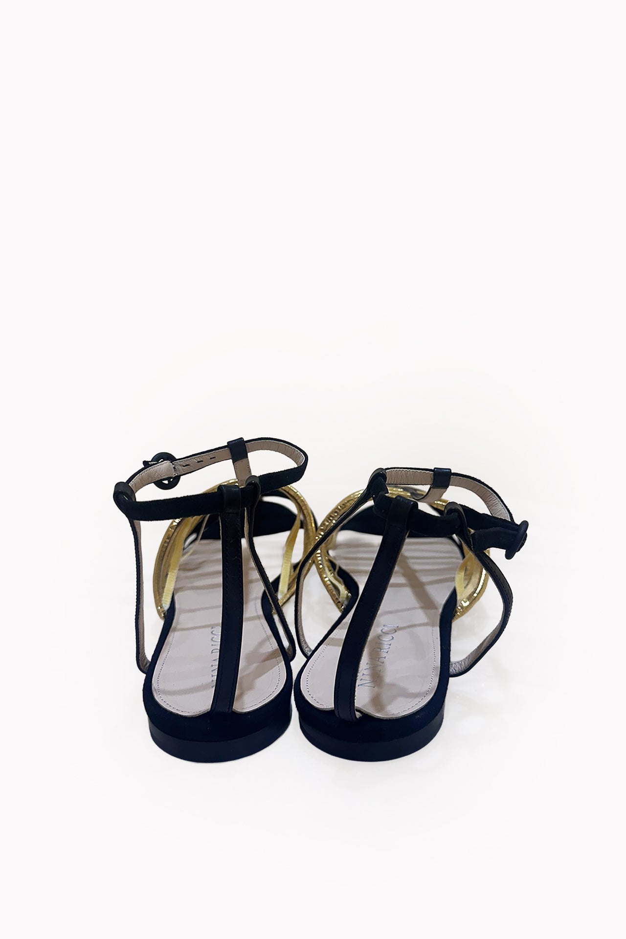Nina Ricci Oscio Black & Gold Sandals by Vintage SAAF