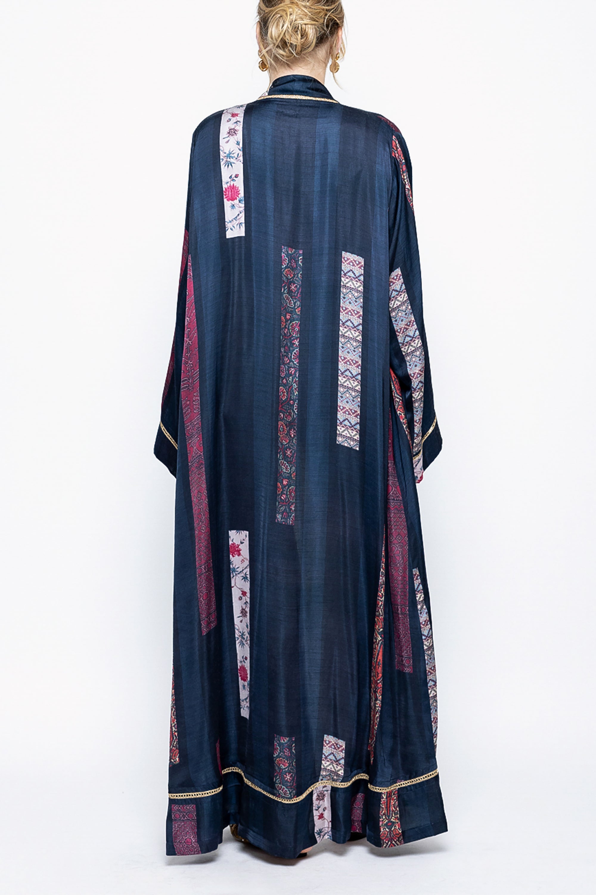 Navy Blue Lace Printed Abaya Al Dukan