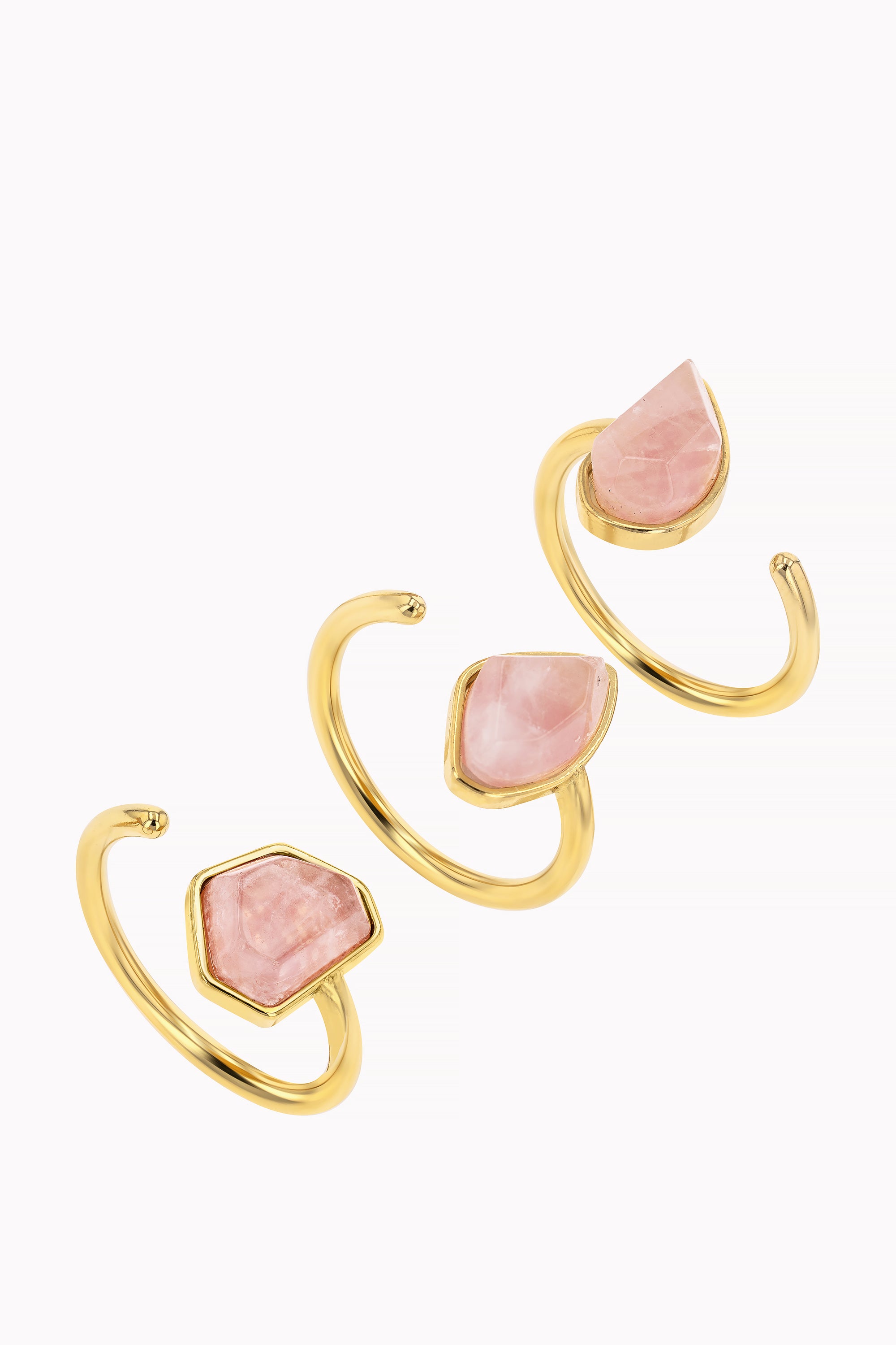 Gold Rose Quartz Rings by NK Jewelry