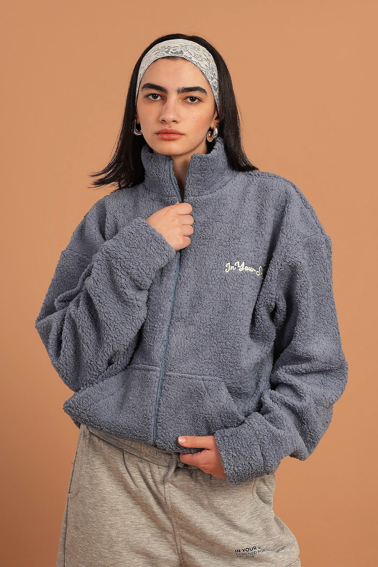 Sky Blue Fleece Jacket By In Your Shoe