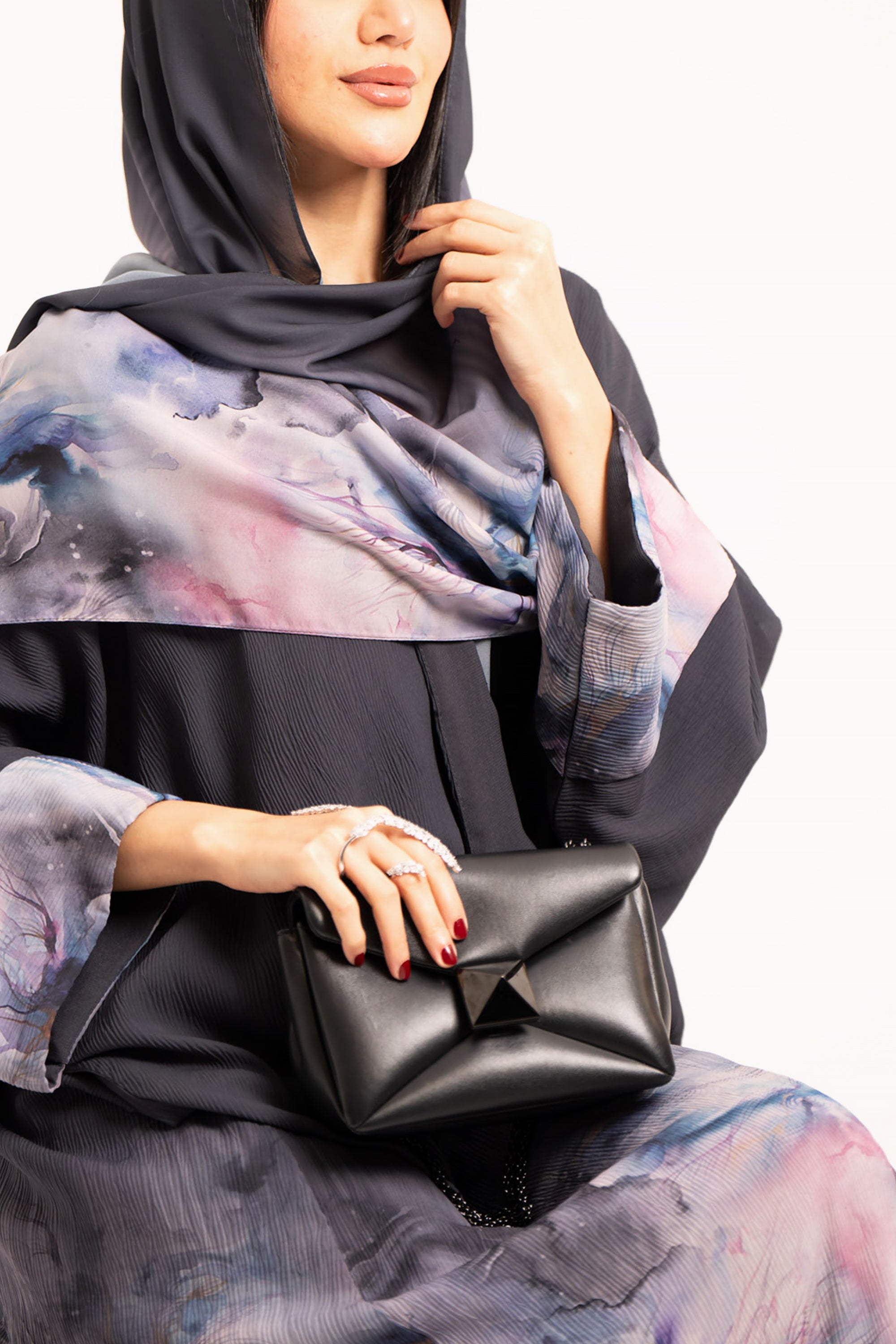 Multicolor Double-Layered Chiffon Abaya by Taa Marbotah