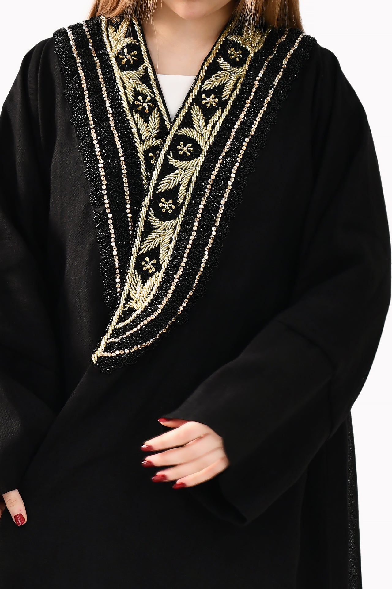 Handmade Embroidery Linen Black Abaya by Misk Abaya