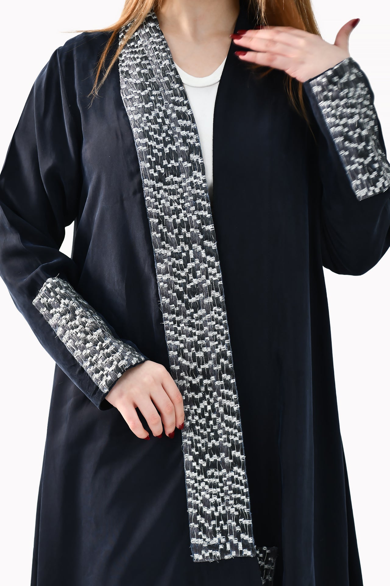 Embroidery Silk Navy Blue Abaya by May Thahab
