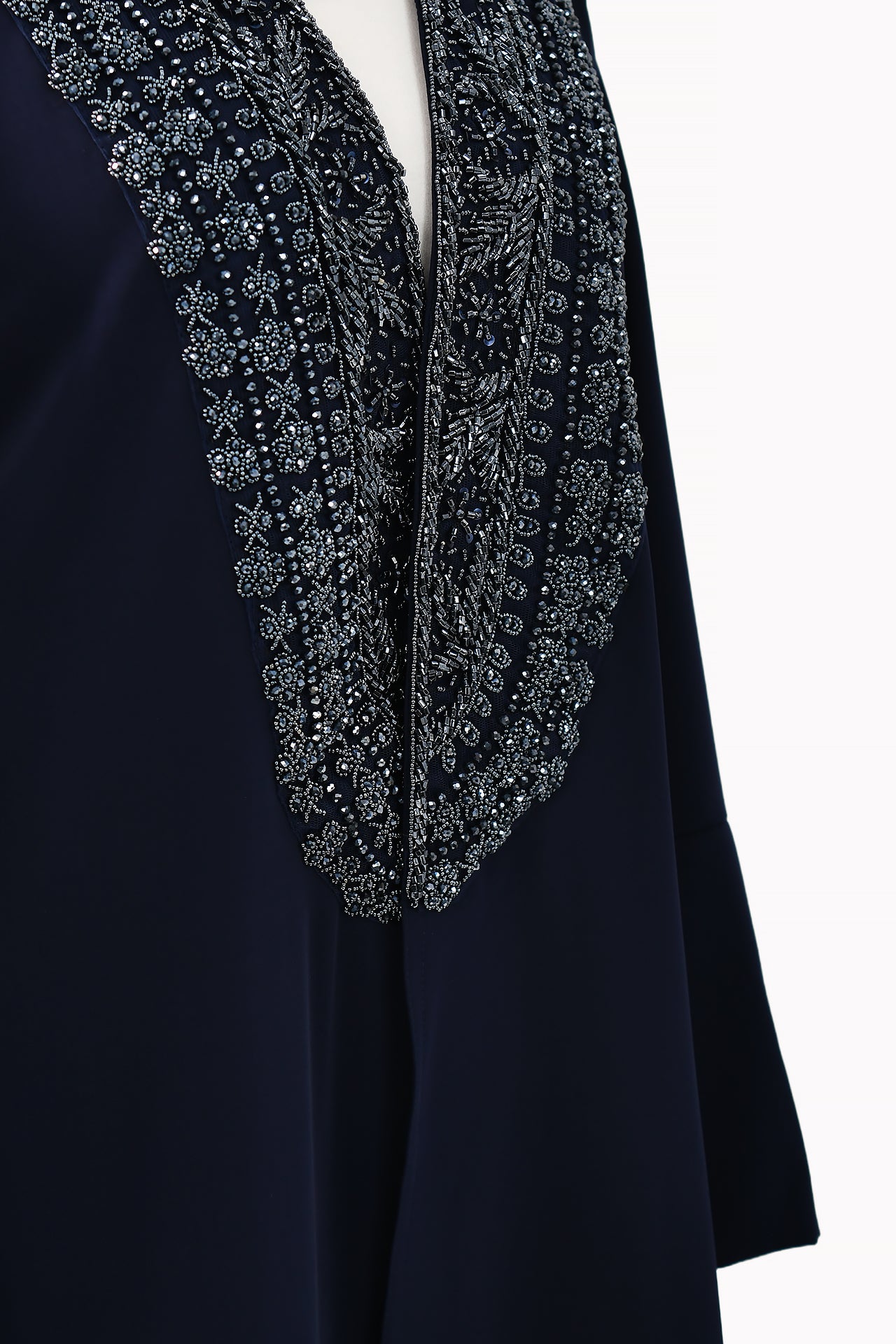 Embroidery Crepe Navy Blue Abaya by Misk Abaya