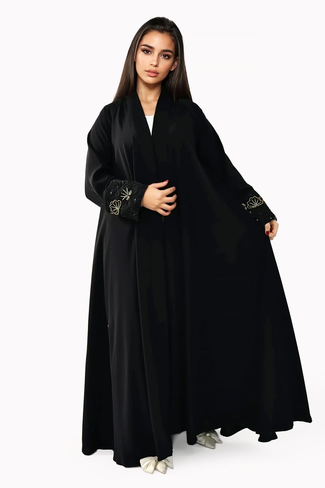 Floral Crepe Black Abaya by Misk Abaya