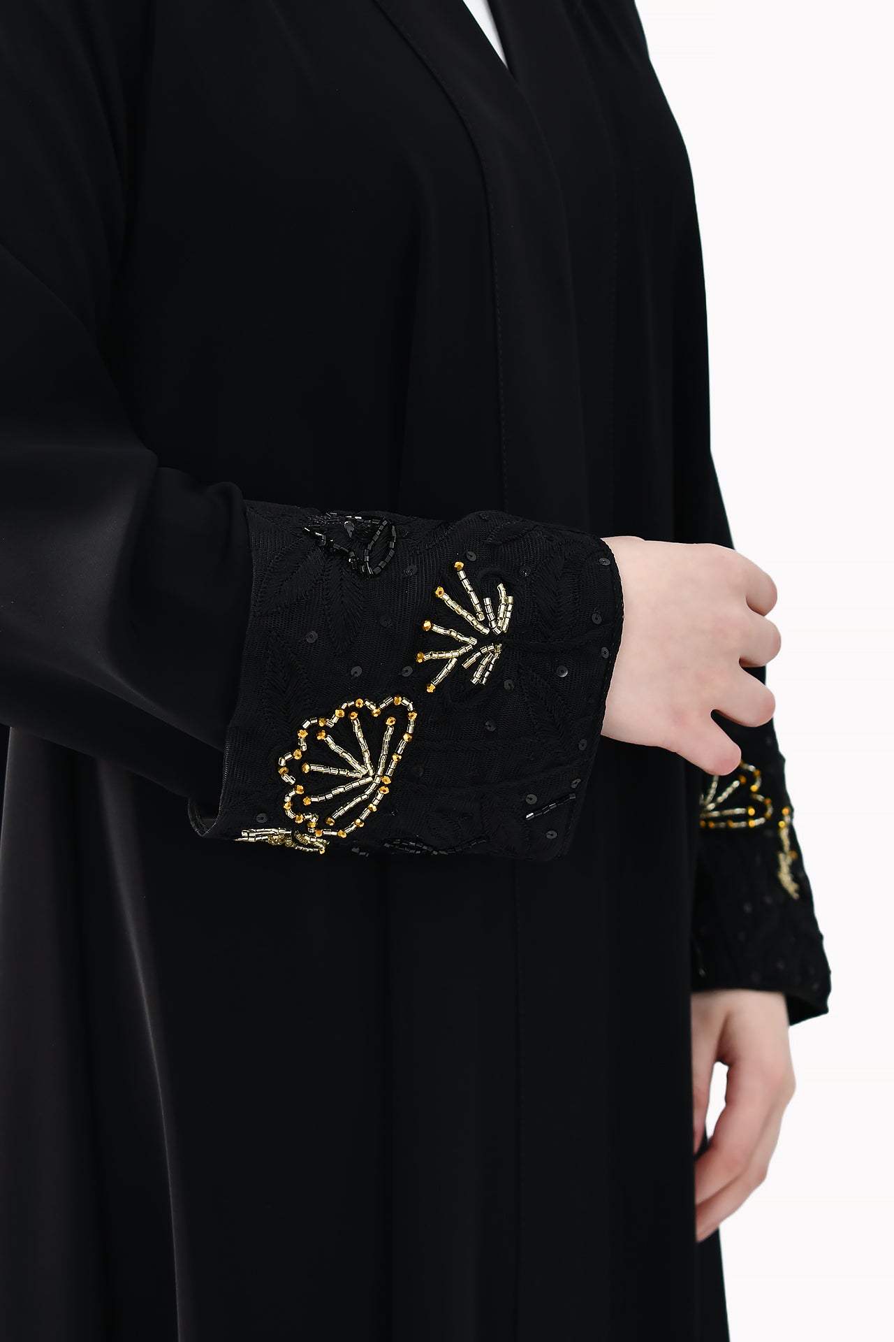 Floral Crepe Black Abaya by Misk Abaya
