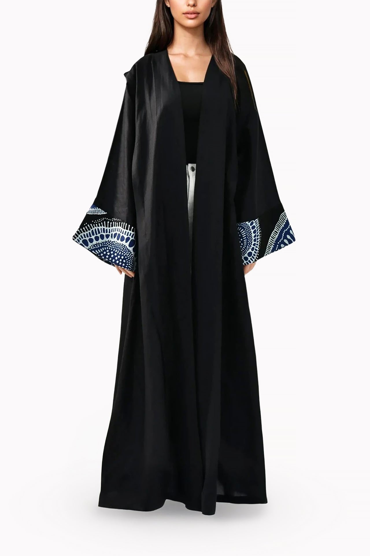 Pattern Linen Black Abaya by May Thahab