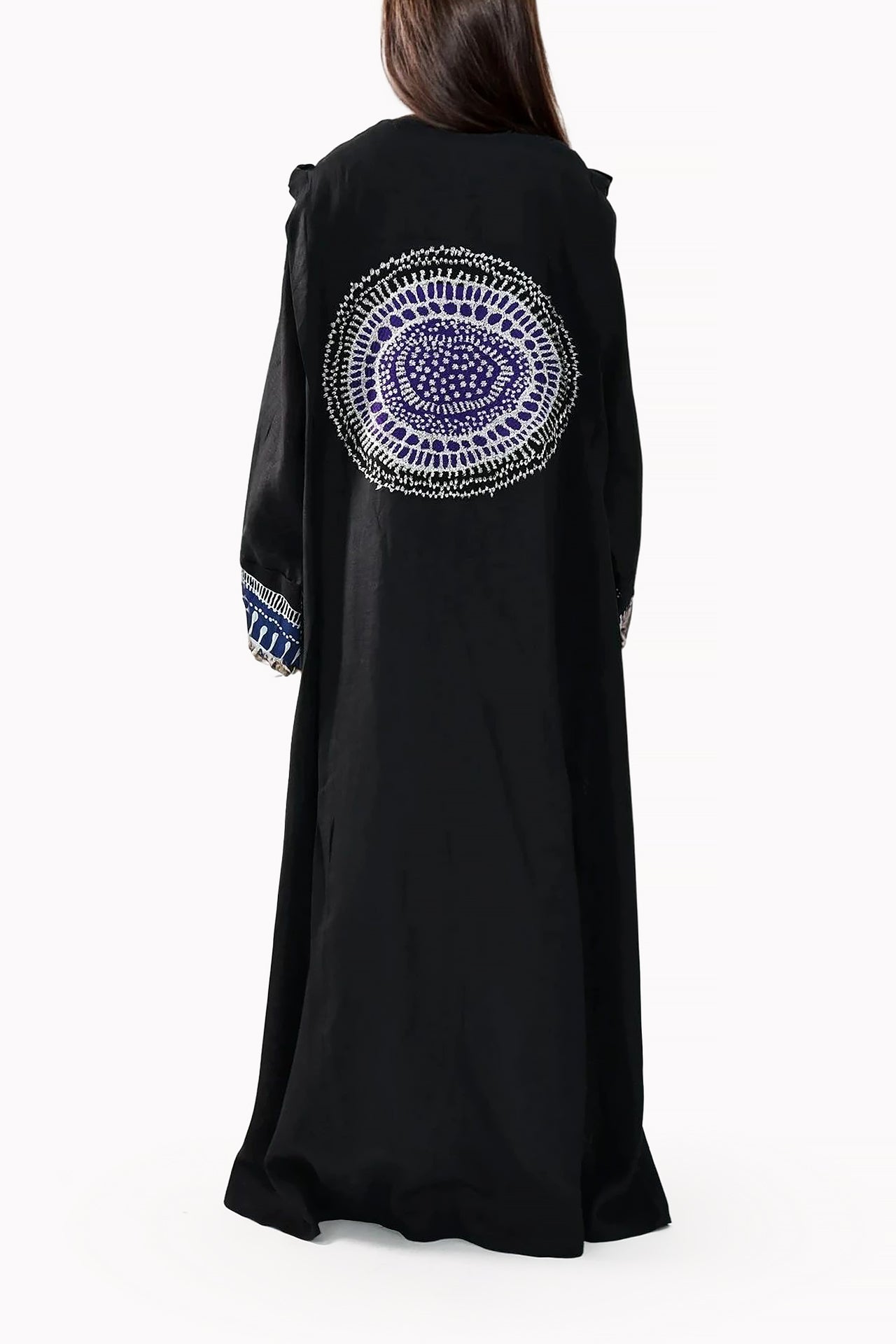 Pattern Linen Black Abaya by May Thahab