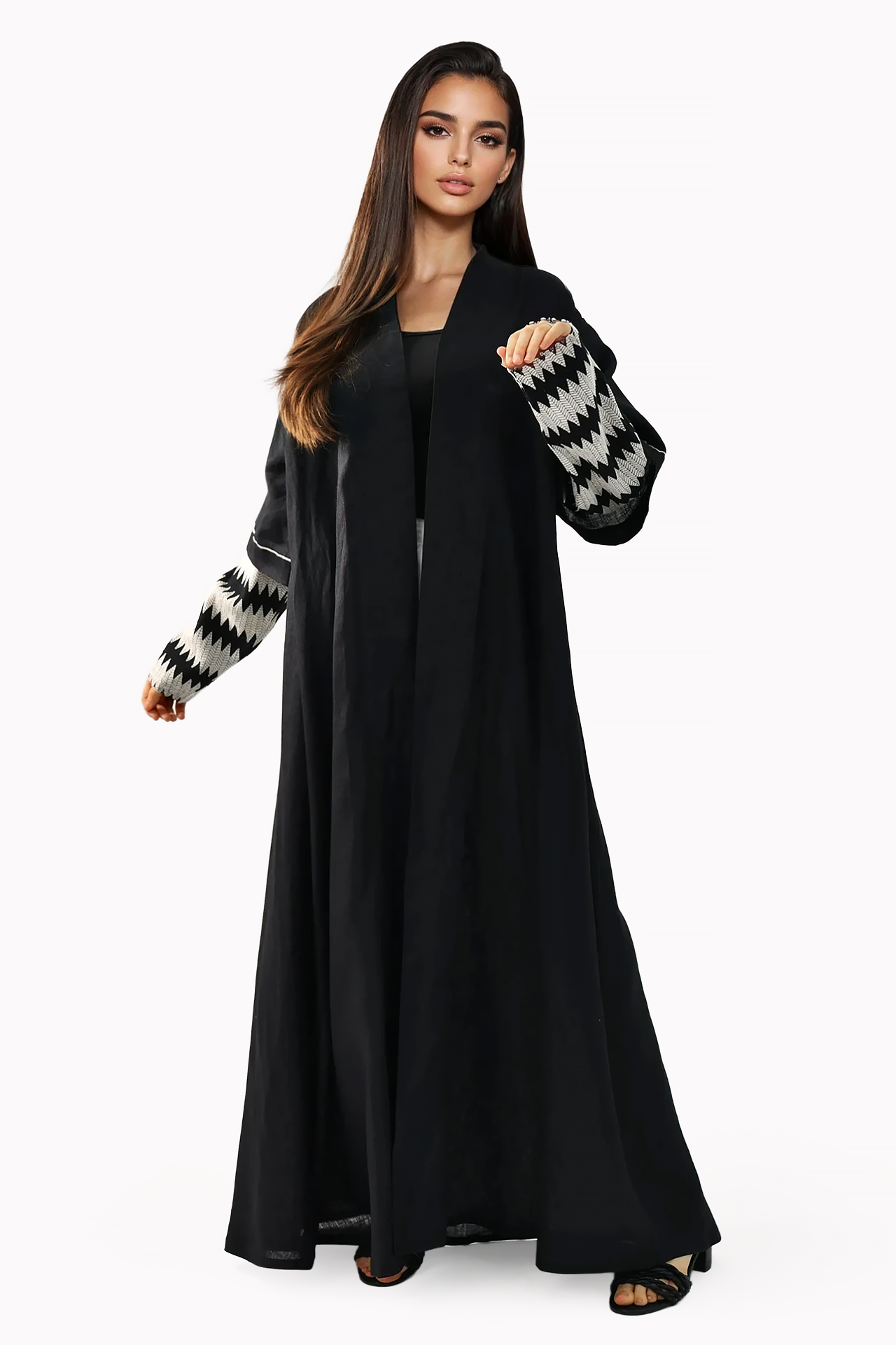 Zig-Zag Linen Black Abaya by May Thahab