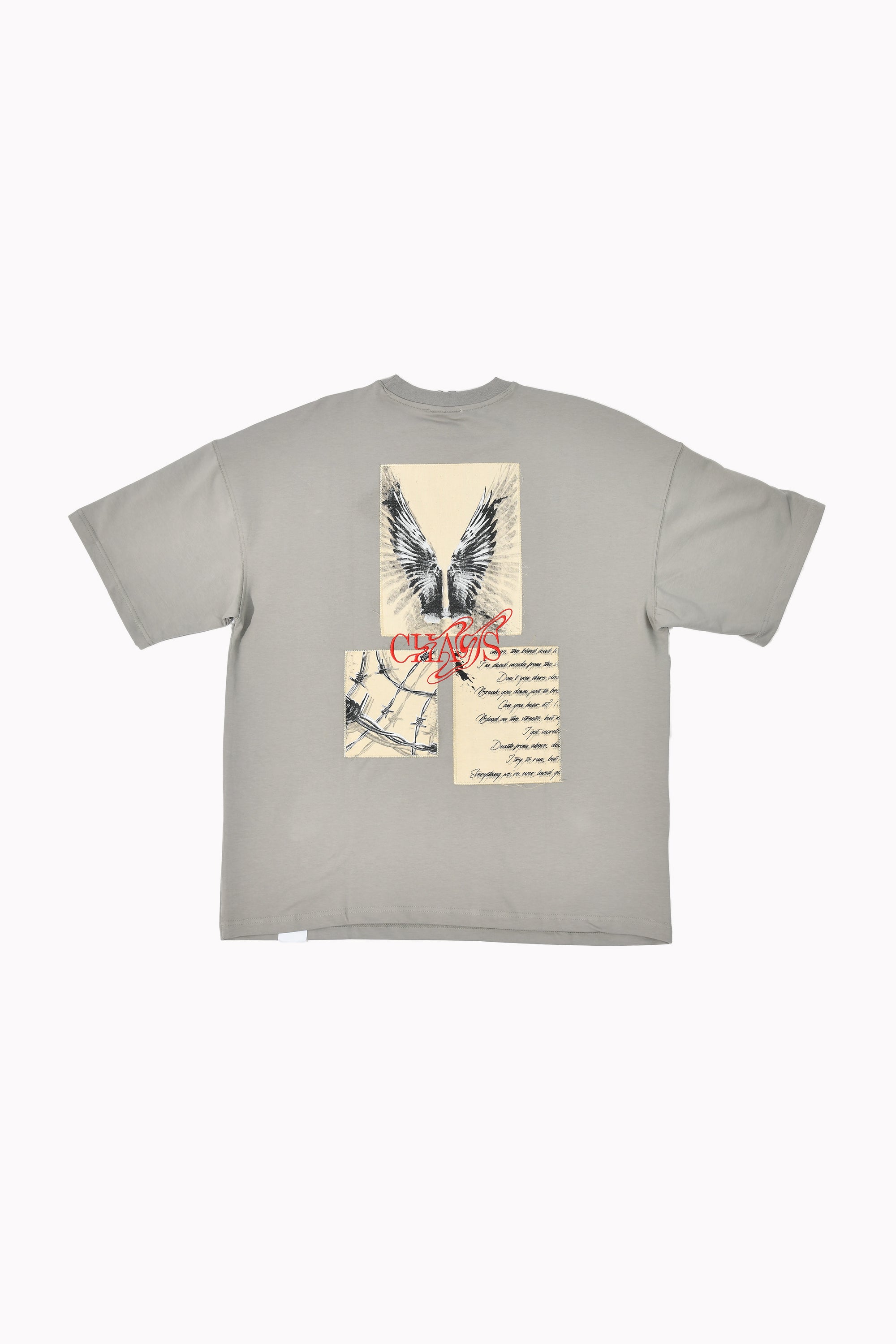 Men Light Grey "CHAOS" T-shirt by WECRE8