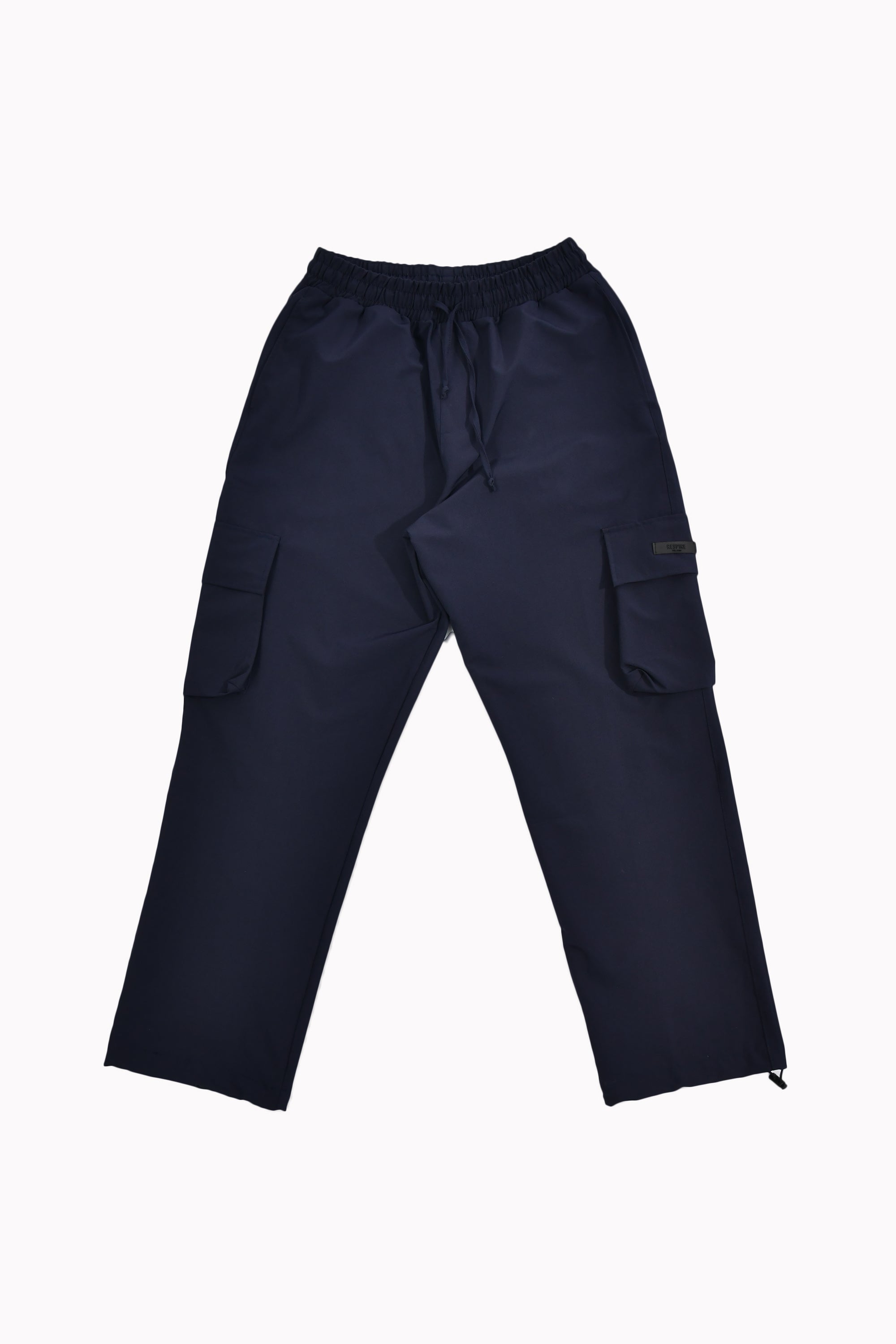 Navy Blue Elastic Cargo Pants by WECRE8
