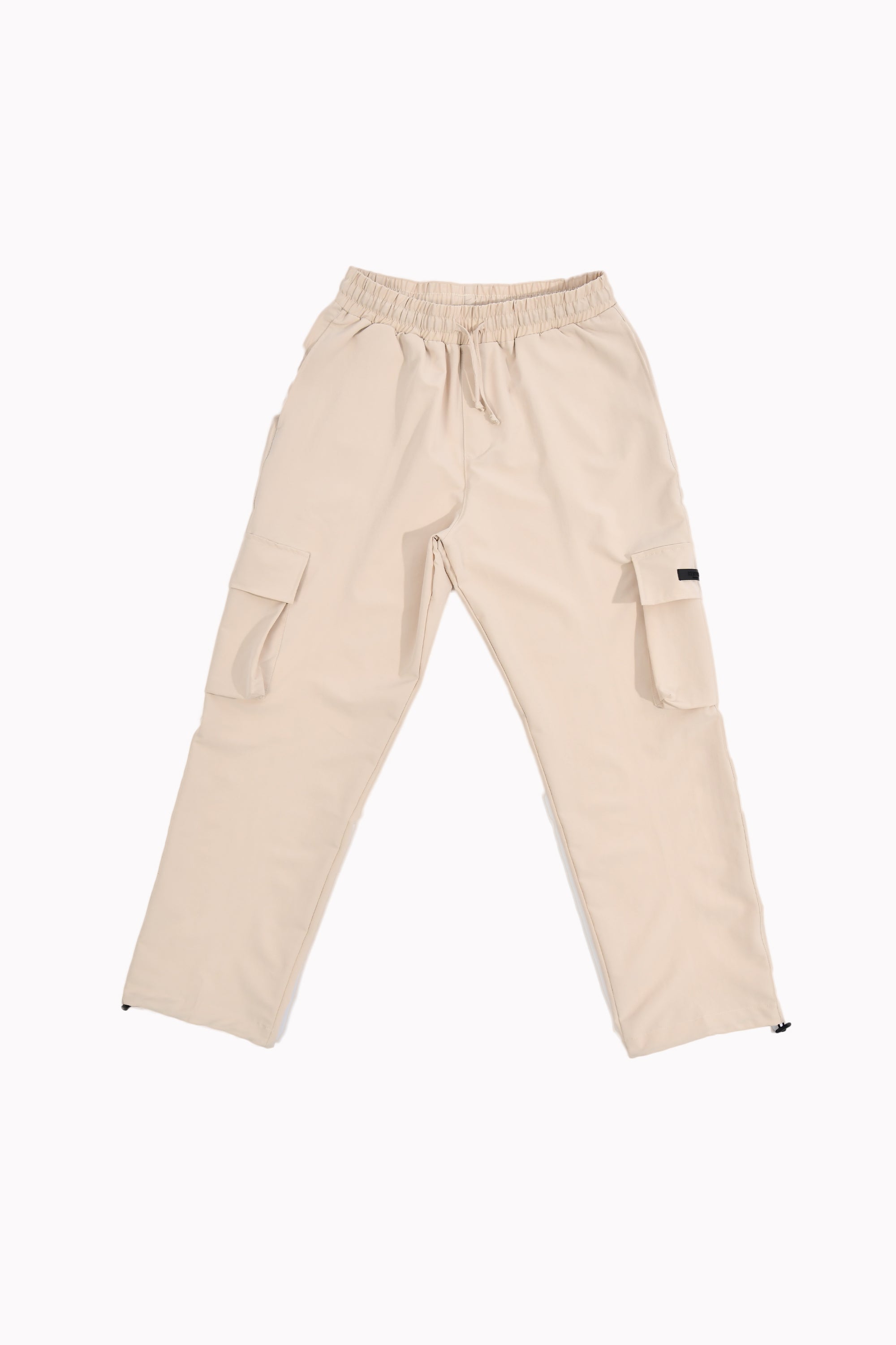Beige Elastic Cargo Pants by WECRE8