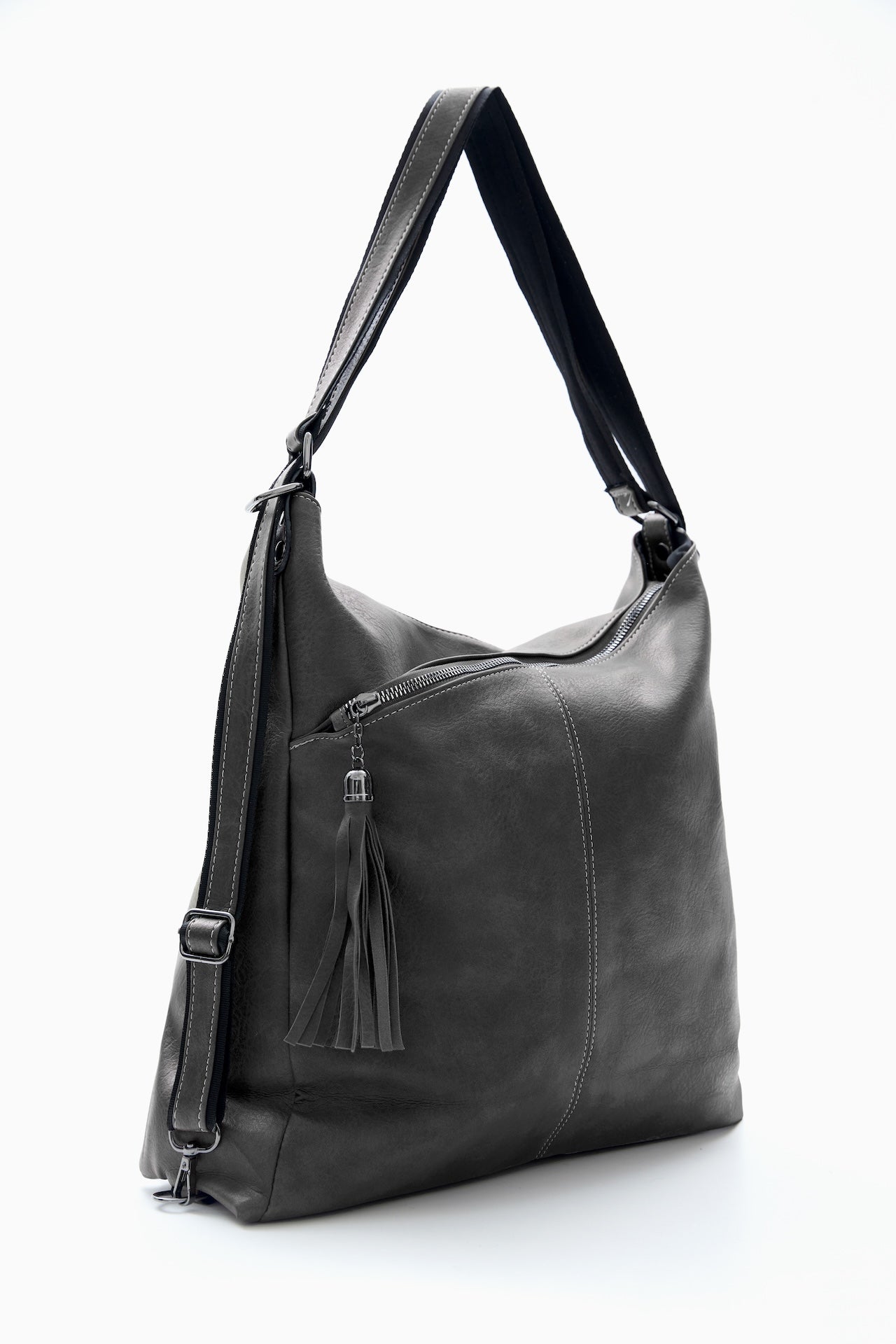Black Slouchy Tassel Shoulder Bag by WECRE8