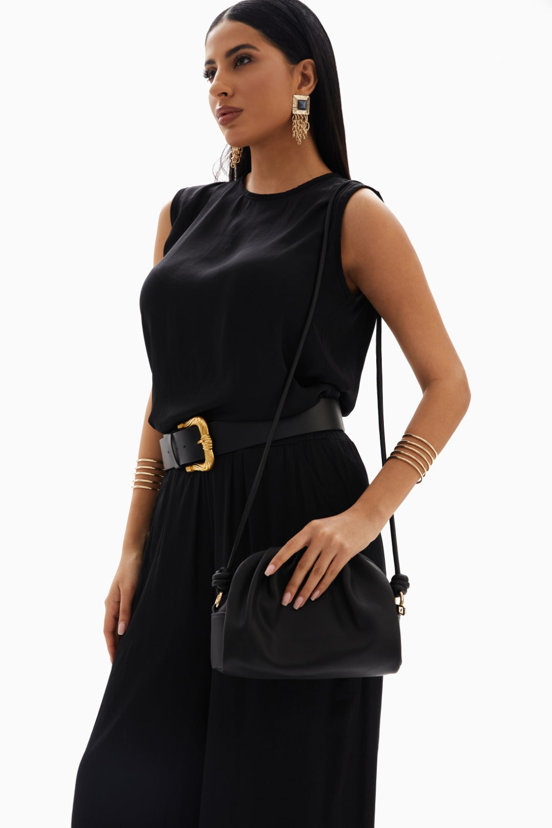 Black Ruched Shoulder Bag by WECRE8