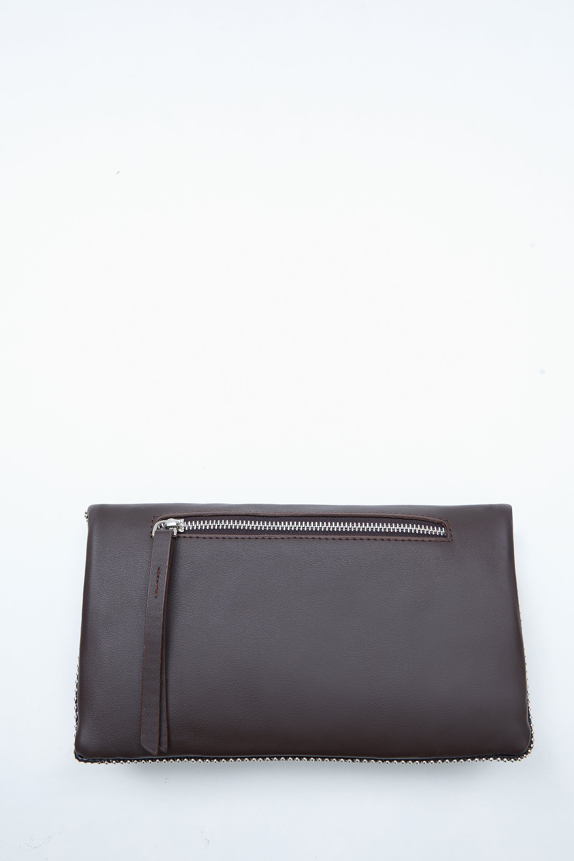 Dark Brown Chain Trim Convertible Clutch by WECRE8