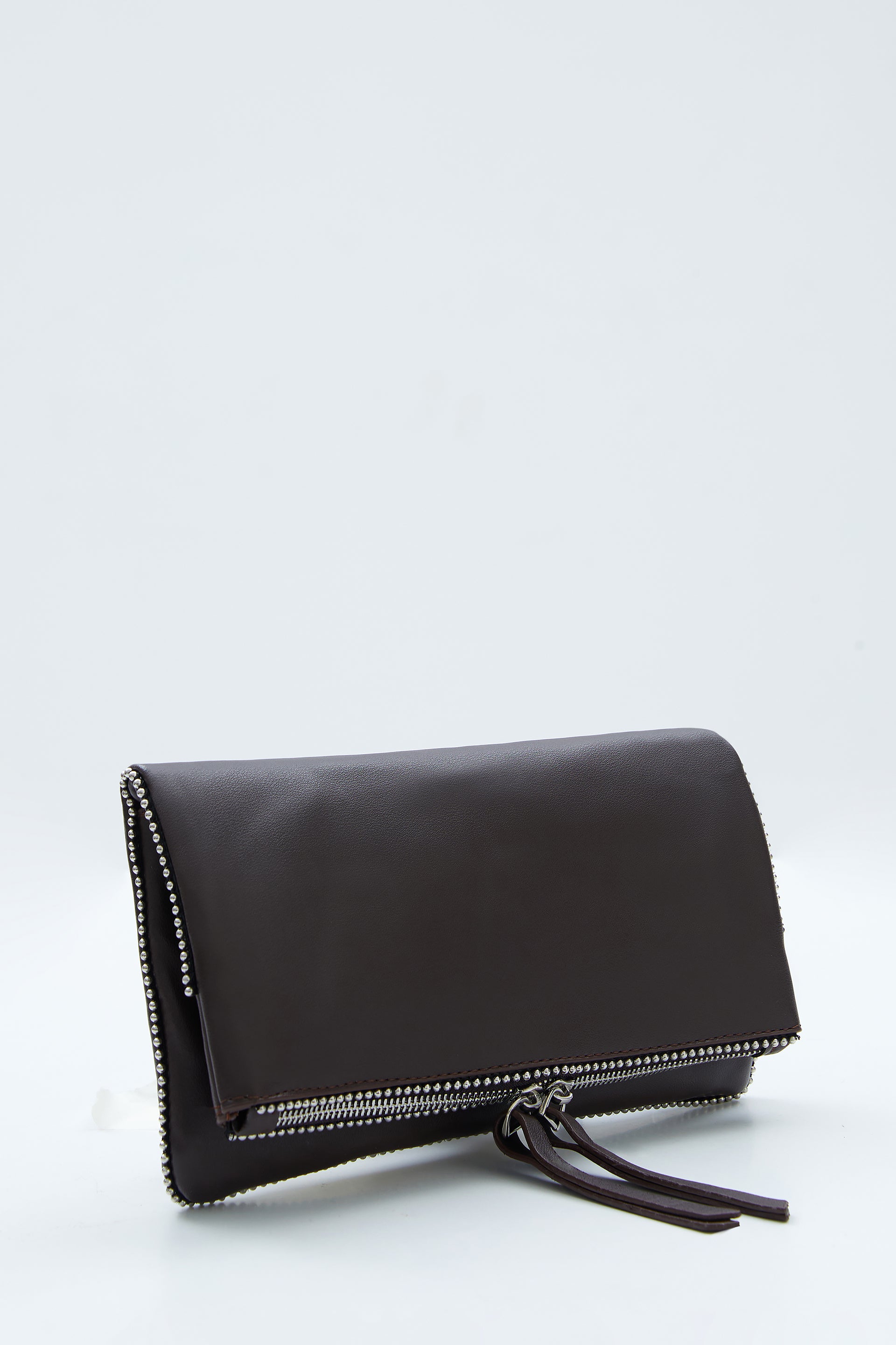 Dark Brown Chain Trim Convertible Clutch by WECRE8