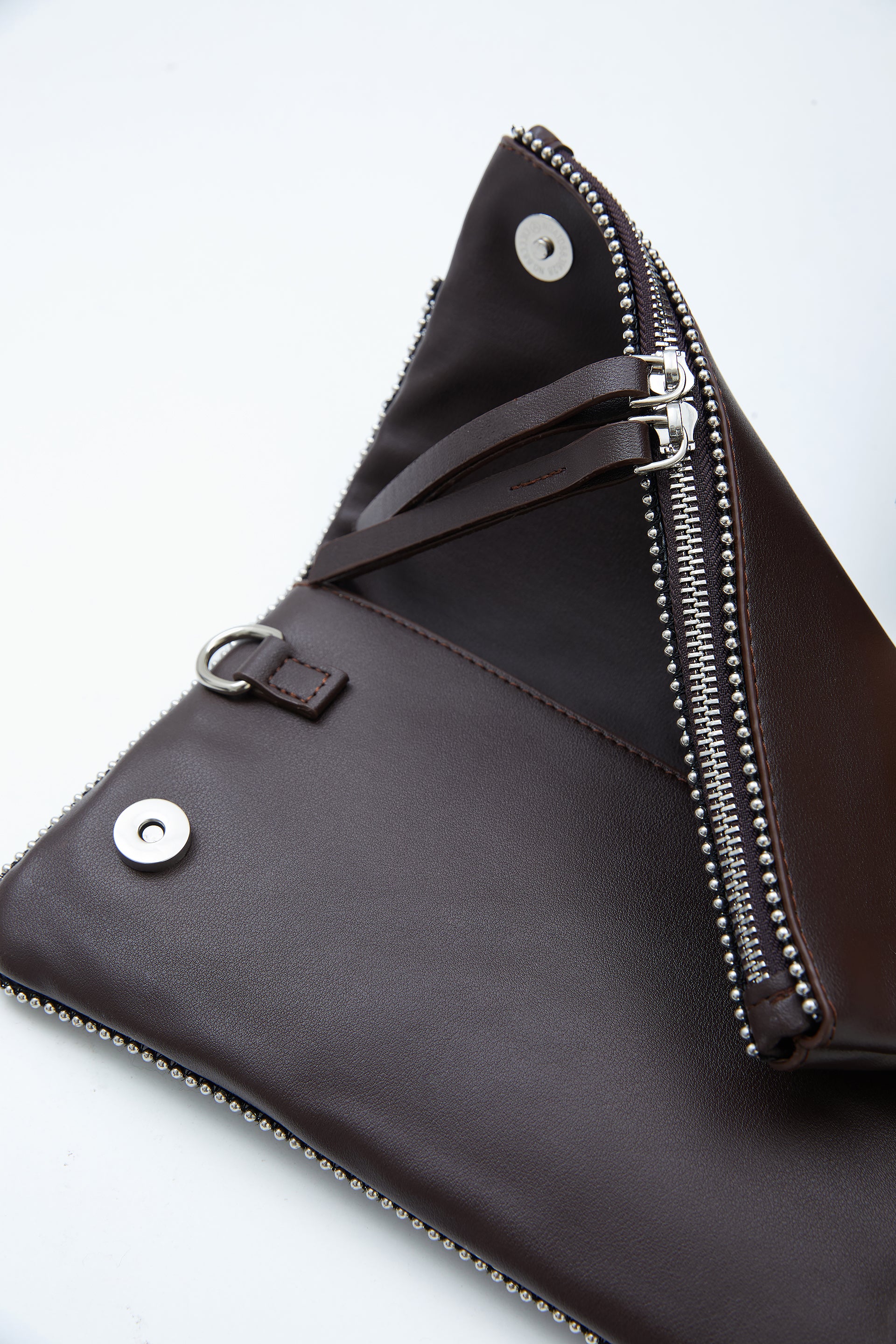 Dark Brown Chain Trim Convertible Clutch by WECRE8