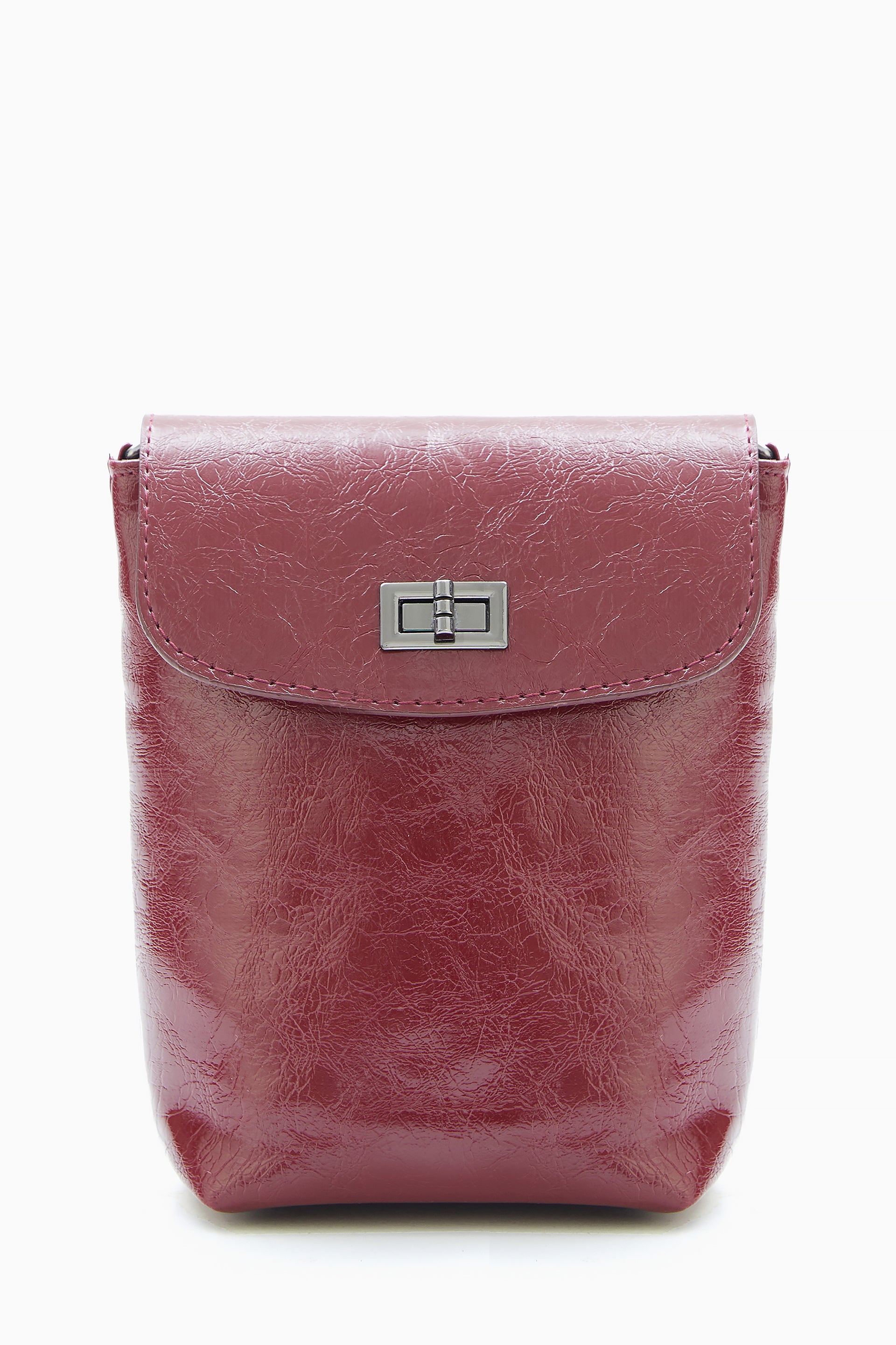 Maroon Compact Glossy Crossbody Bag by WECRE8