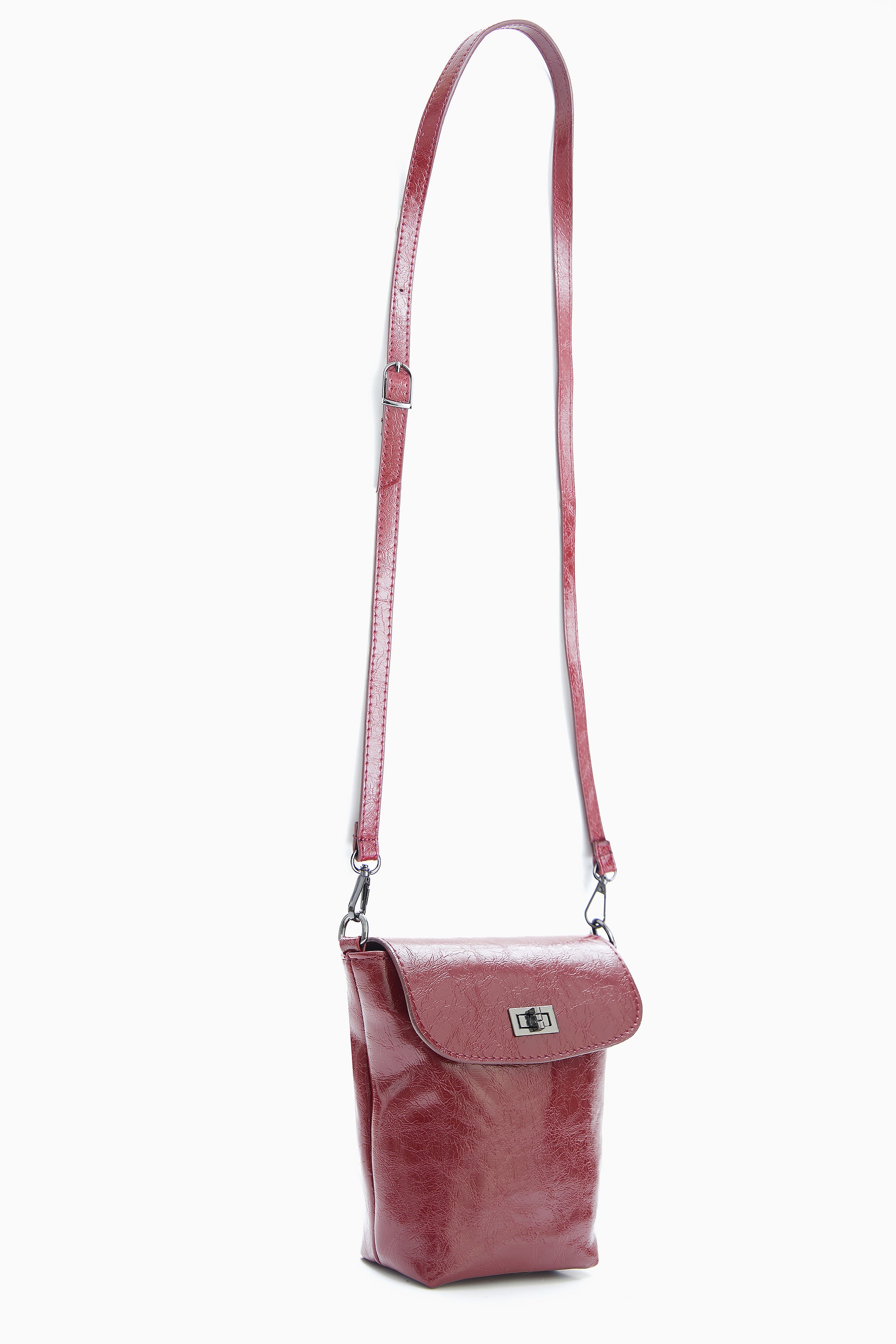 Maroon Compact Glossy Crossbody Bag by WECRE8
