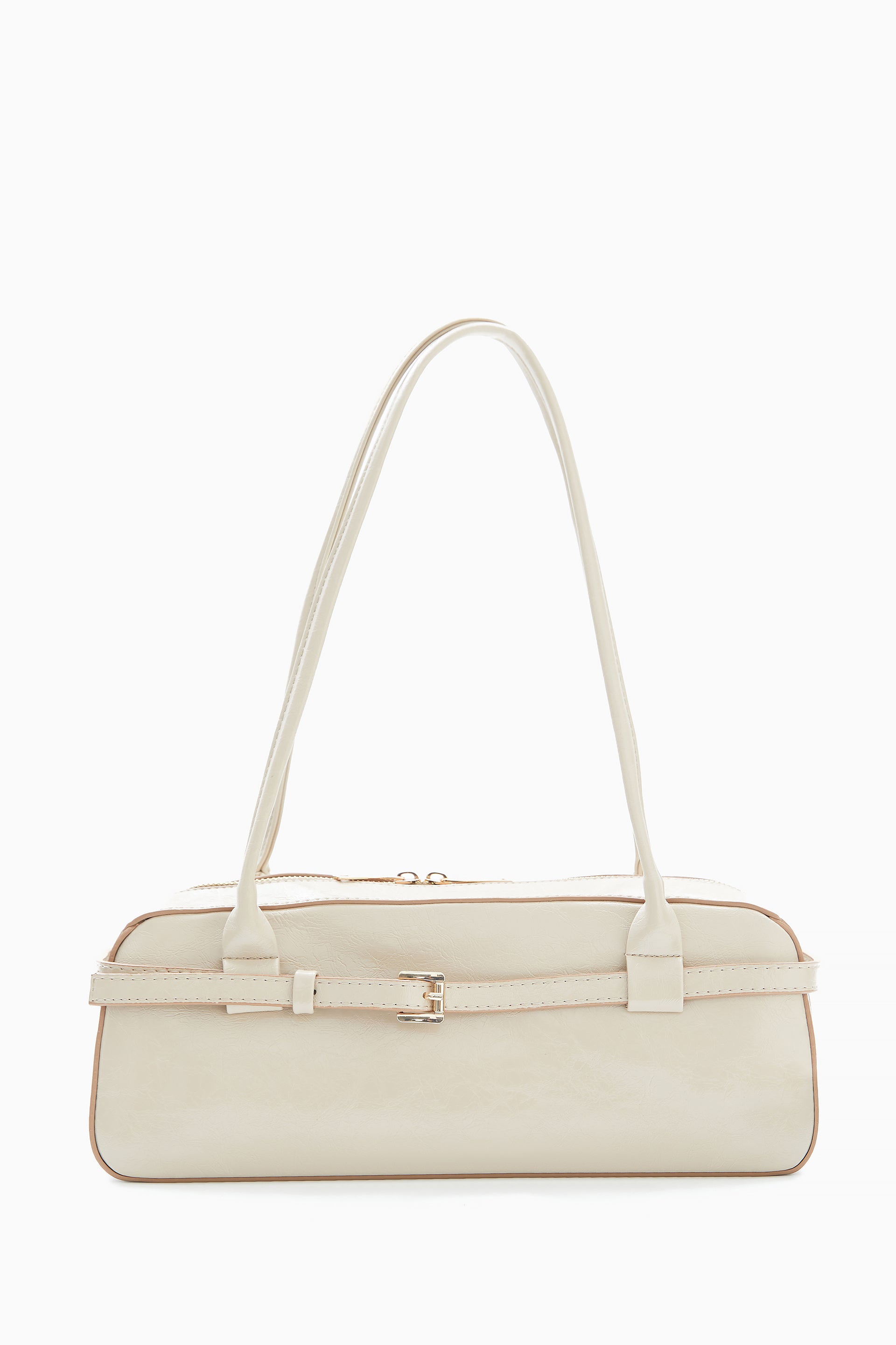 Beige Elongated Shoulder Bag by WECRE8