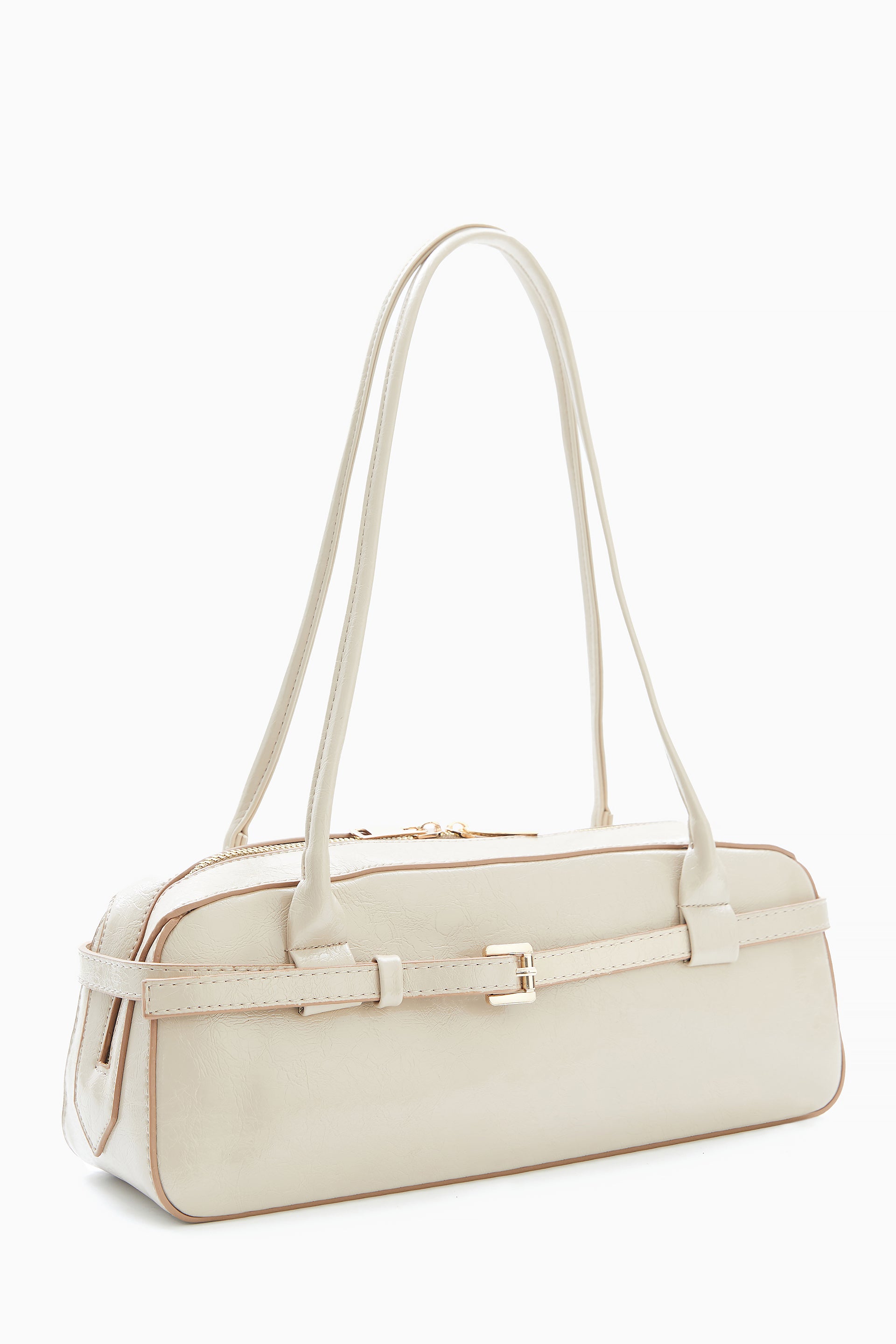 Beige Elongated Shoulder Bag by WECRE8