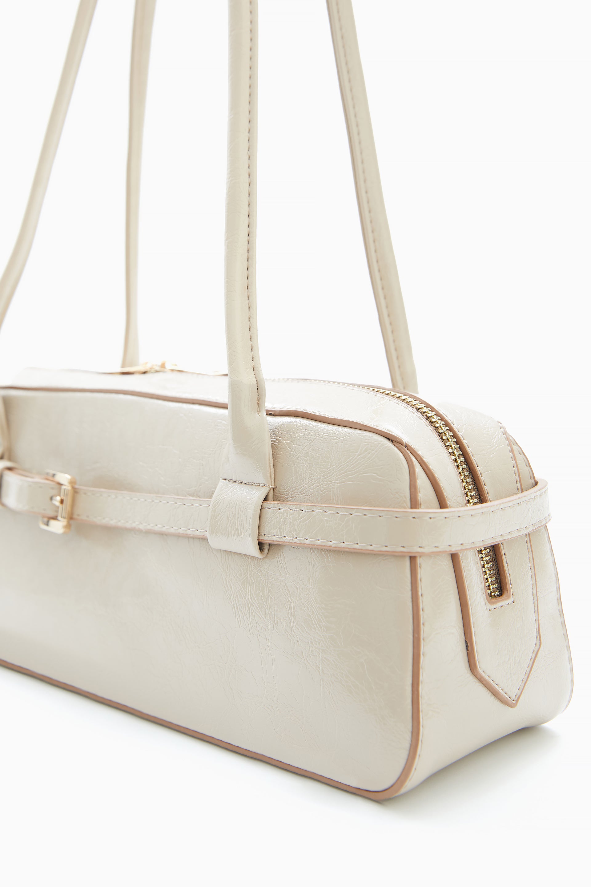 Beige Elongated Shoulder Bag by WECRE8
