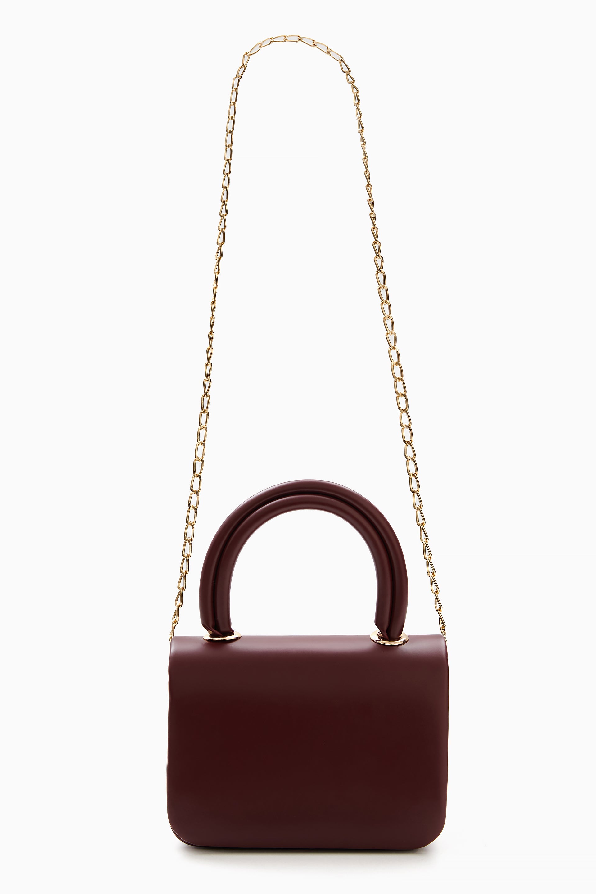 Maroon Mini Top Handle Bag with Chain Strap by WECRE8