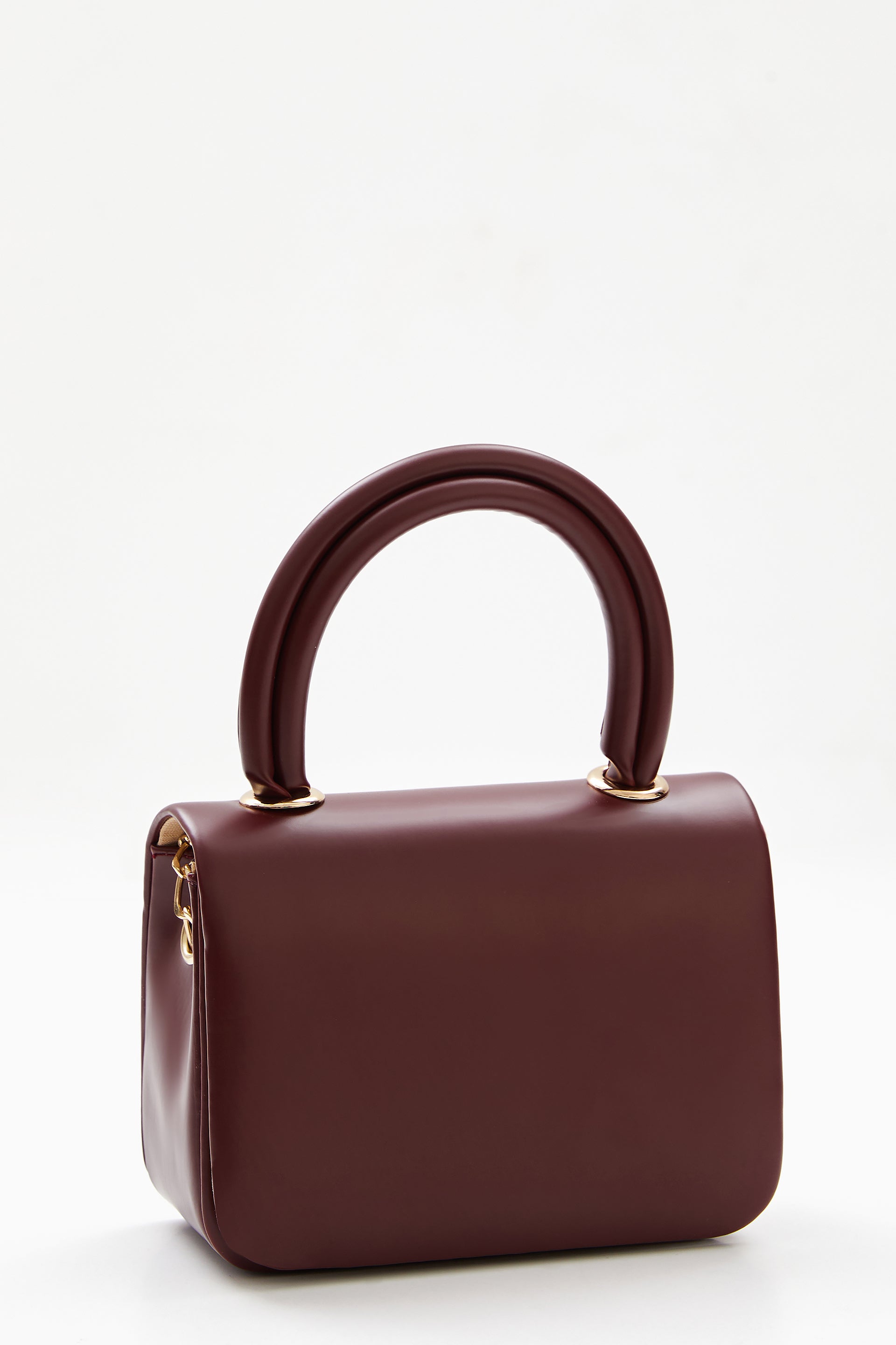Maroon Mini Top Handle Bag with Chain Strap by WECRE8
