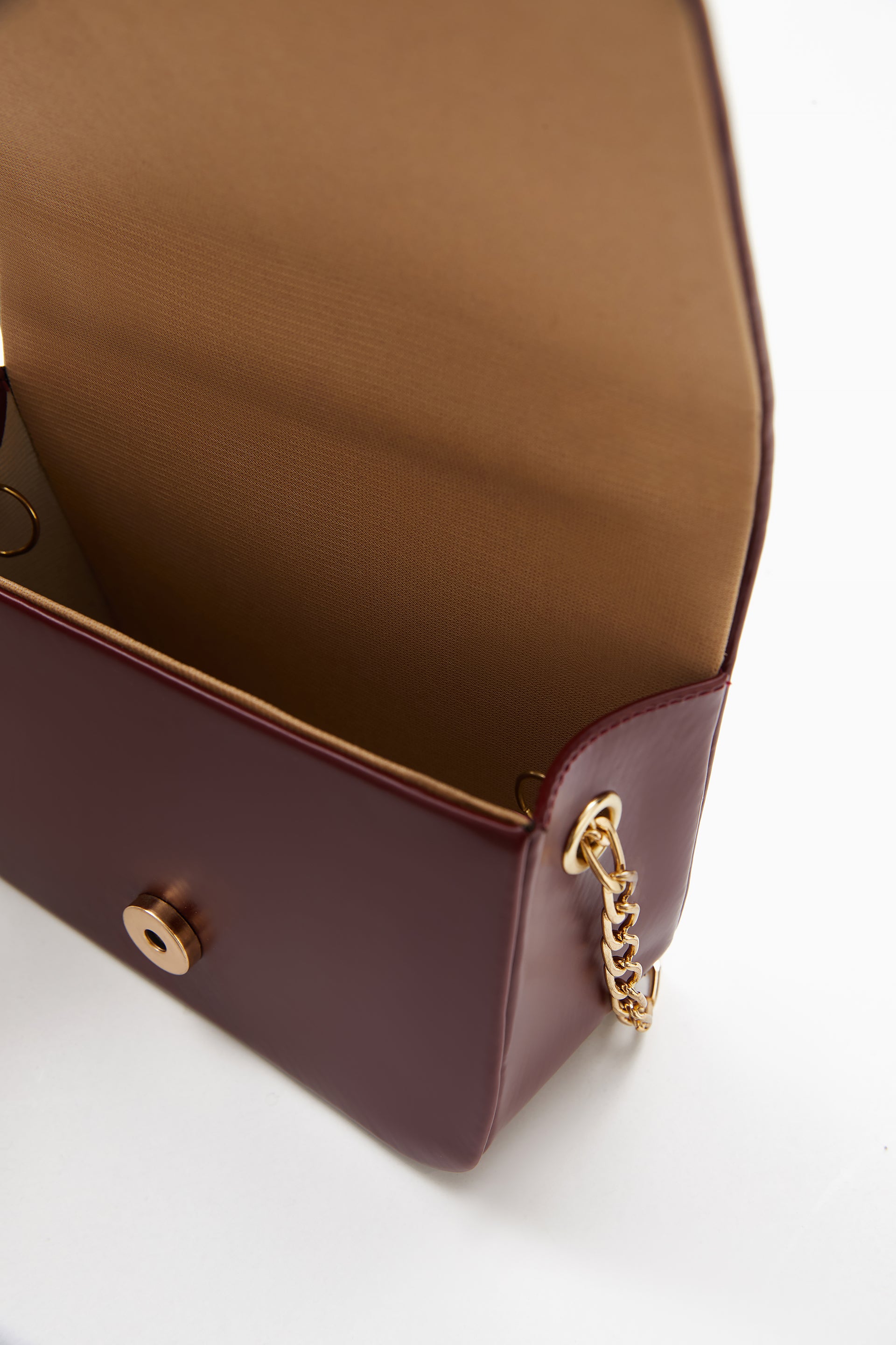 Maroon Mini Top Handle Bag with Chain Strap by WECRE8