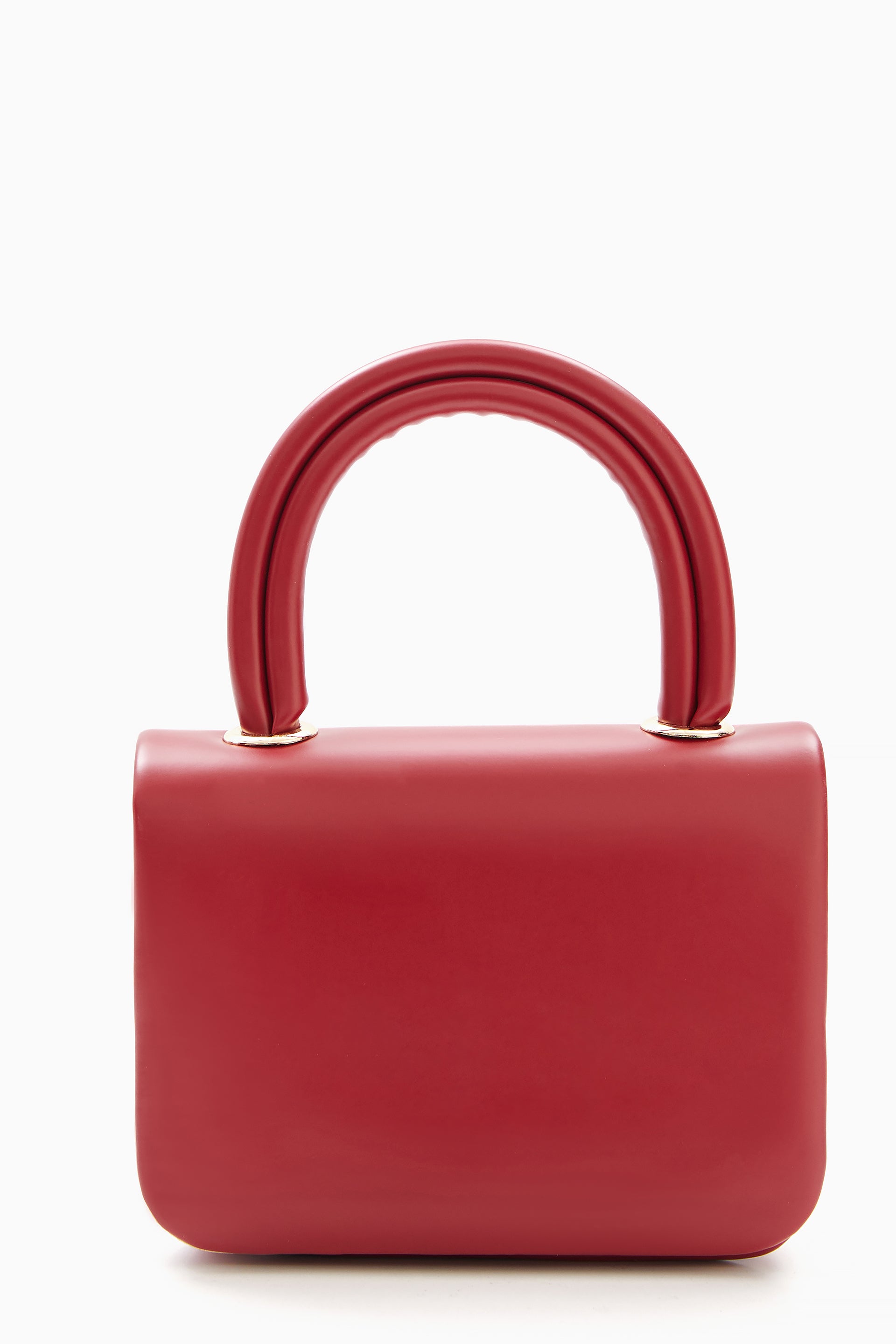 Red Mini Top Handle Bag with Chain Strap