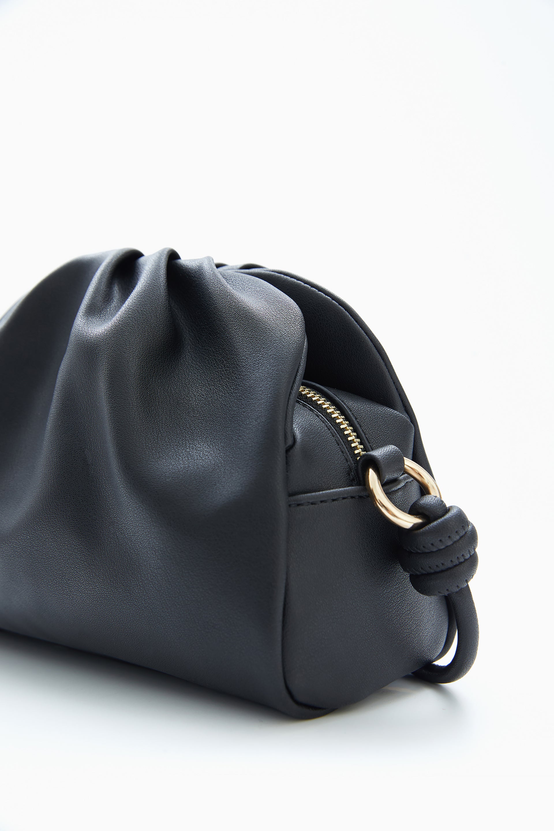 Black Ruched Shoulder Bag by WECRE8