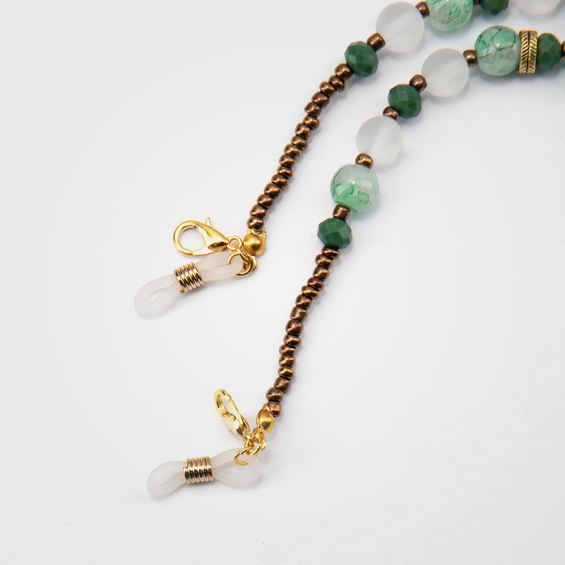 Deep Green Agate Beaded Handmade Chain for Sunglasses and Masks From Aurora - WECRE8