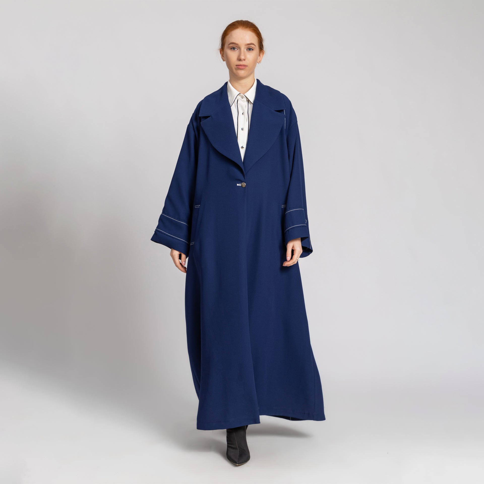 Navy Over-sized Crepe Abaya With Back Details From Elanove