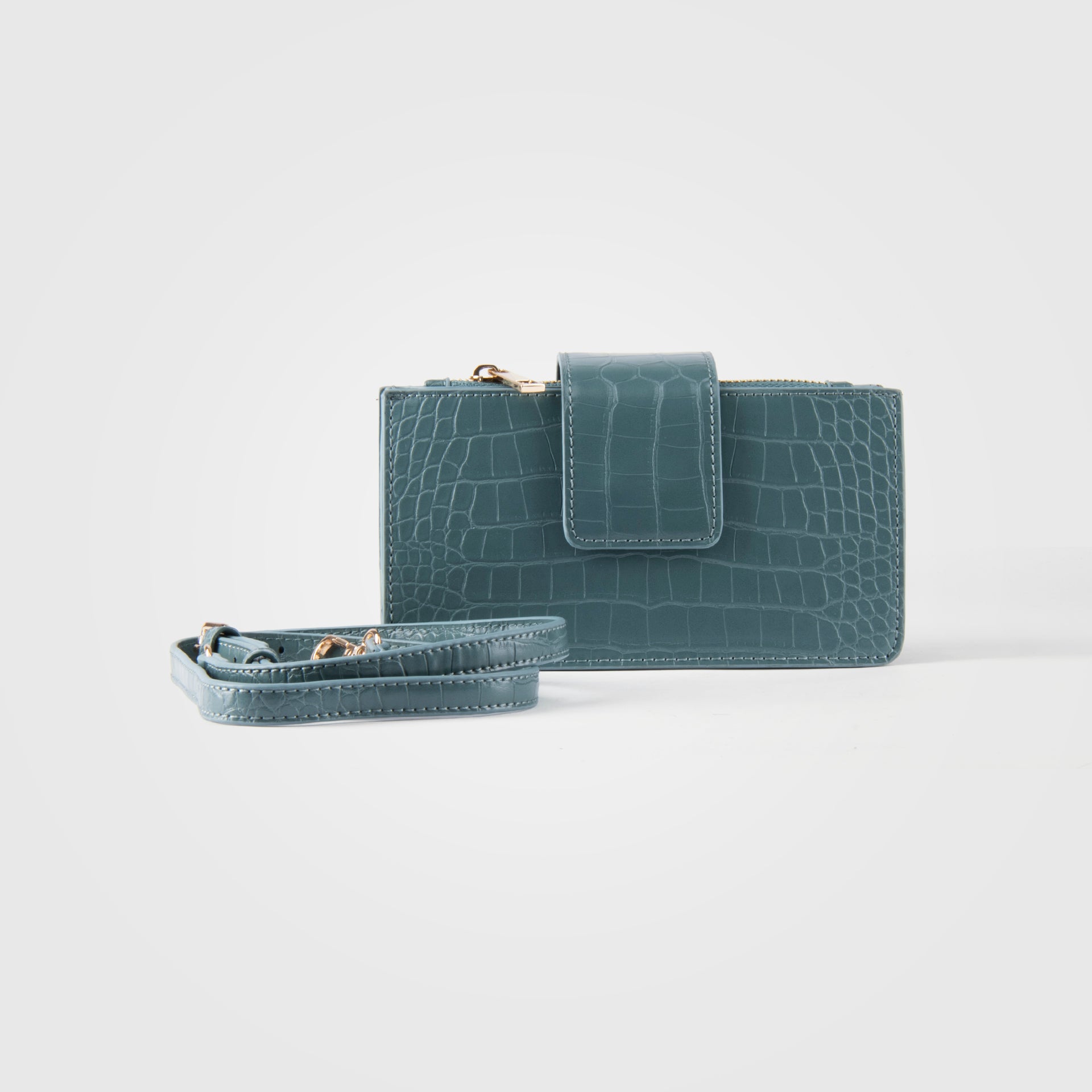 Light Blue Leather Shoulder Bag With Leather Strap From Vogue By S - WECRE8