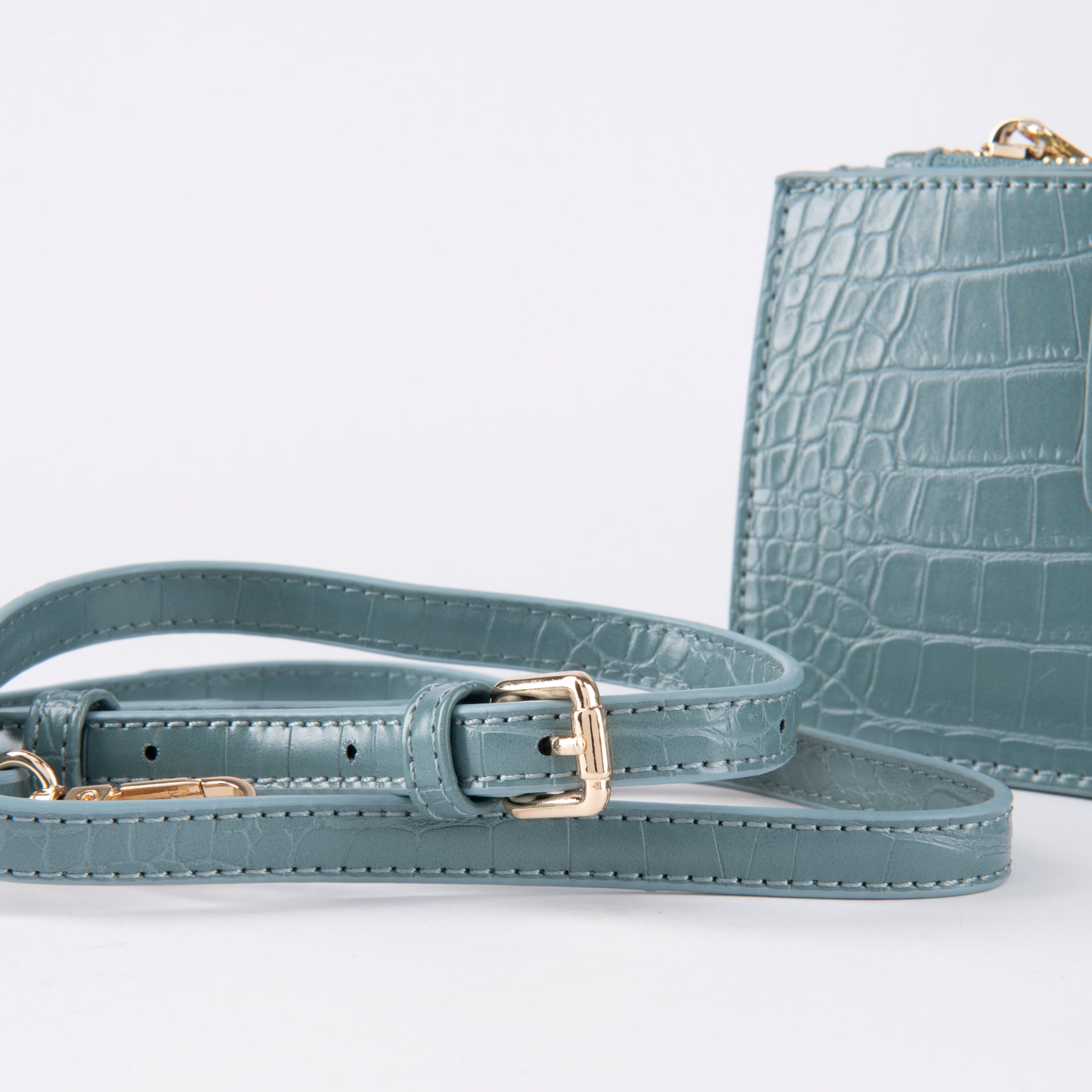 Light Blue Leather Shoulder Bag With Leather Strap From Vogue By S - WECRE8