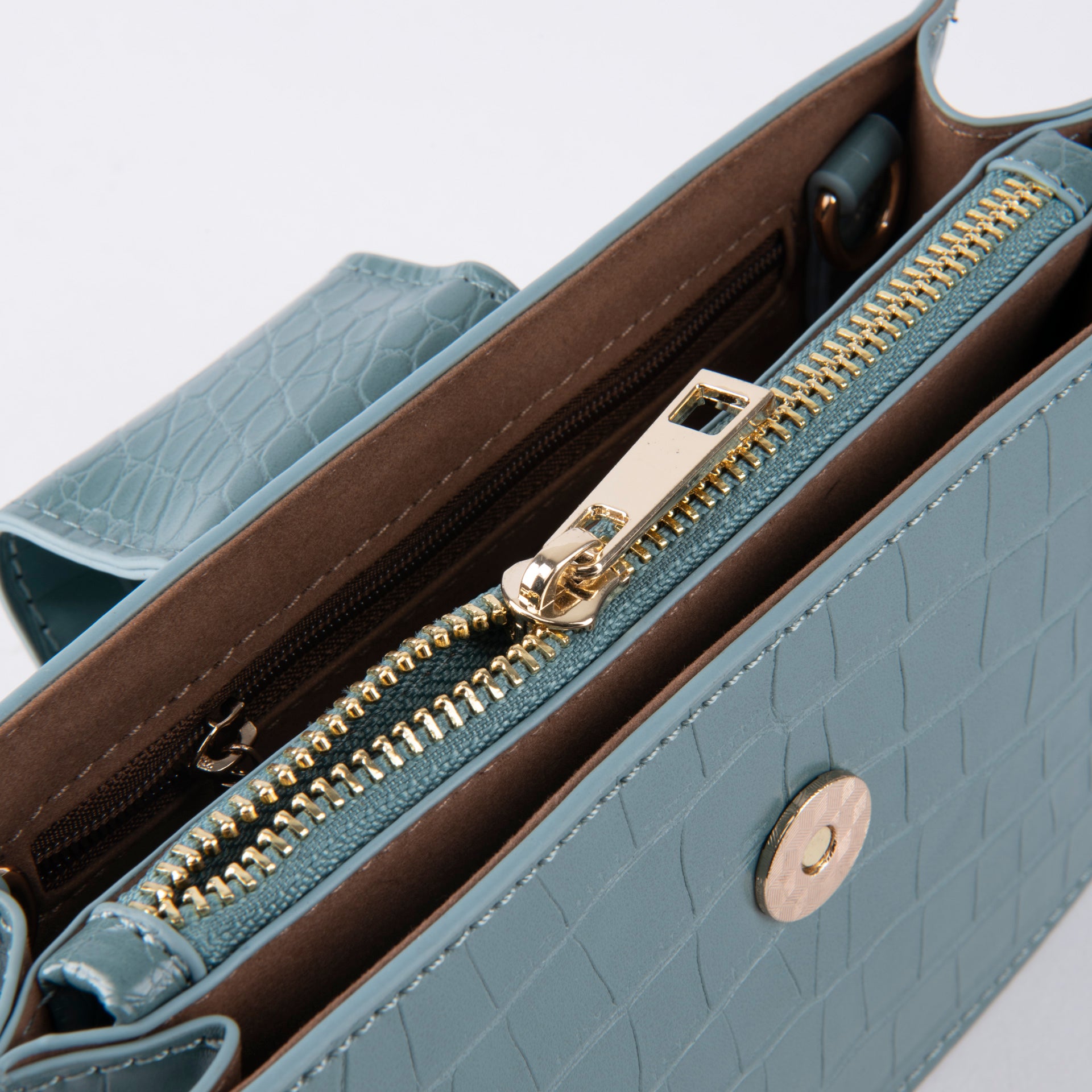 Light Blue Leather Shoulder Bag With Leather Strap From Vogue By S - WECRE8