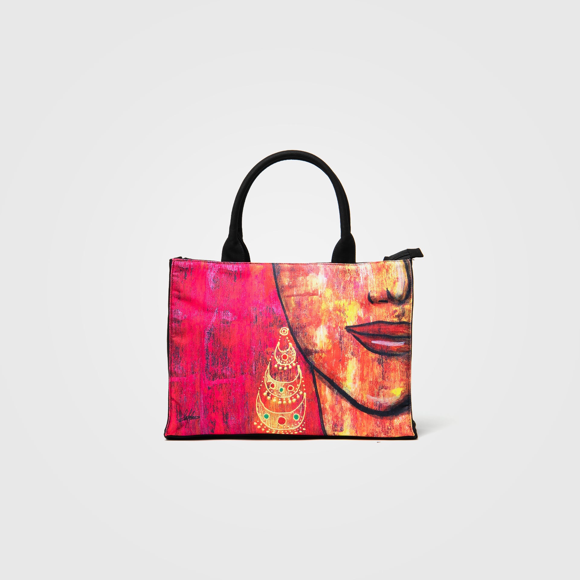 Woman in Gold Earring Tote Bag By Dar Alfann - WECRE8