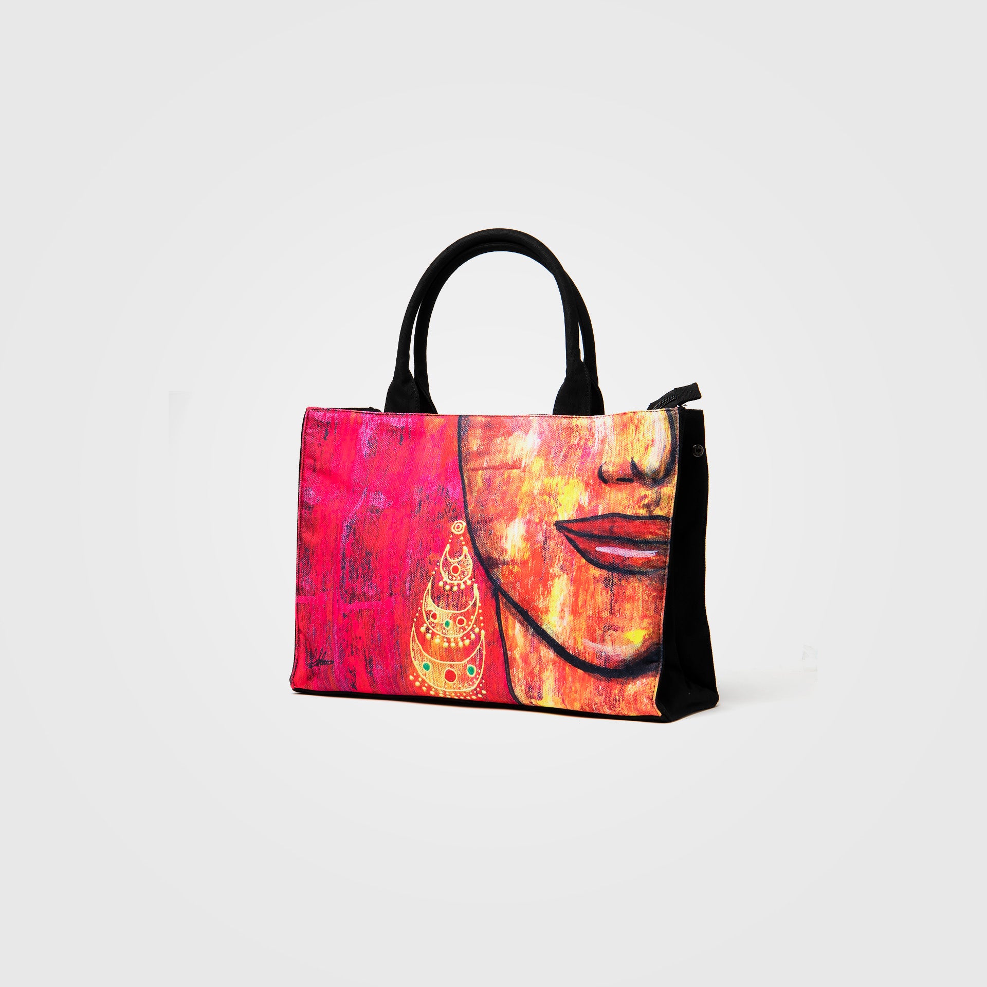 Woman in Gold Earring Tote Bag By Dar Alfann - WECRE8
