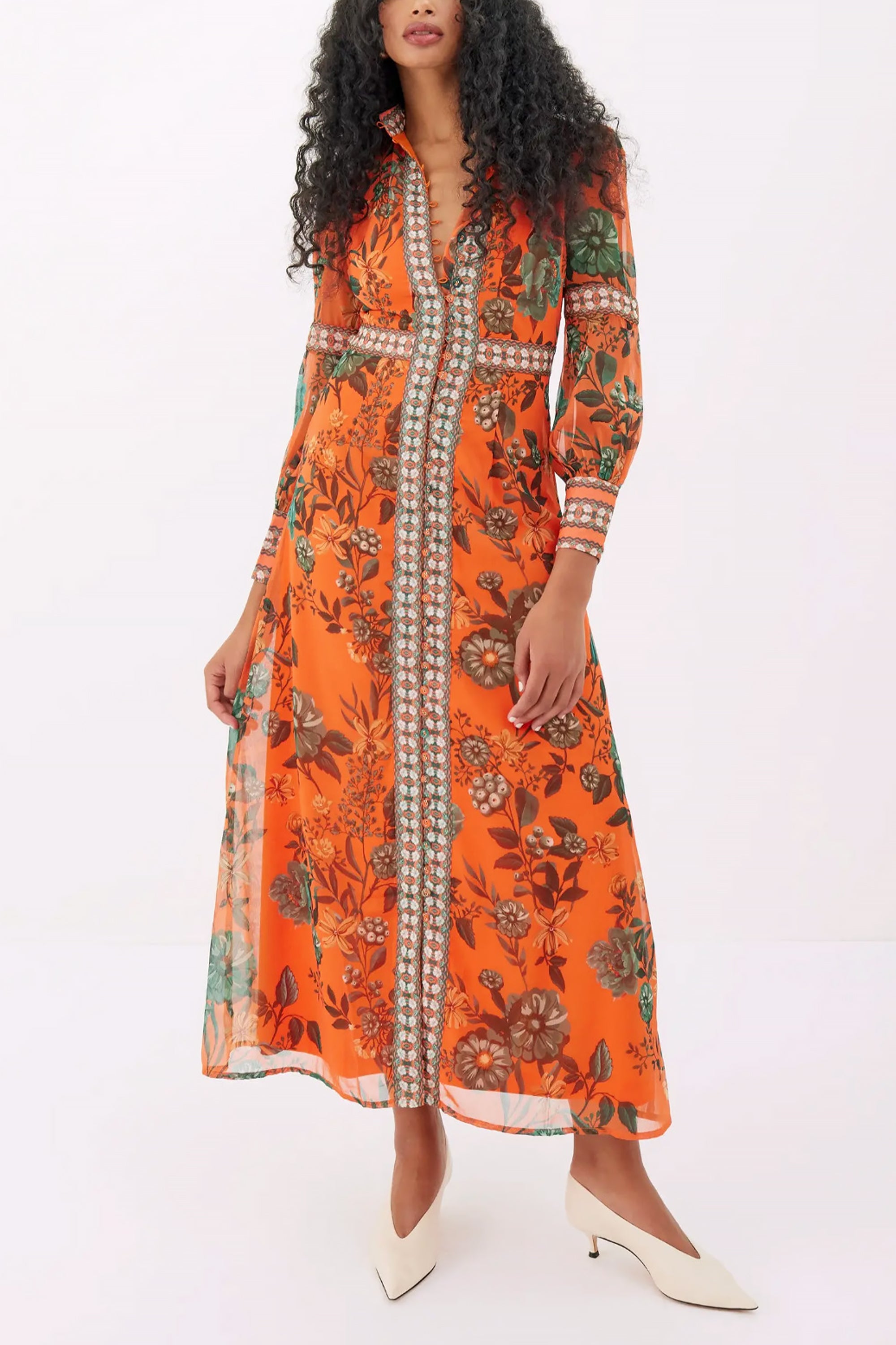 Orange Chiffon Maxi Dress by Raishma