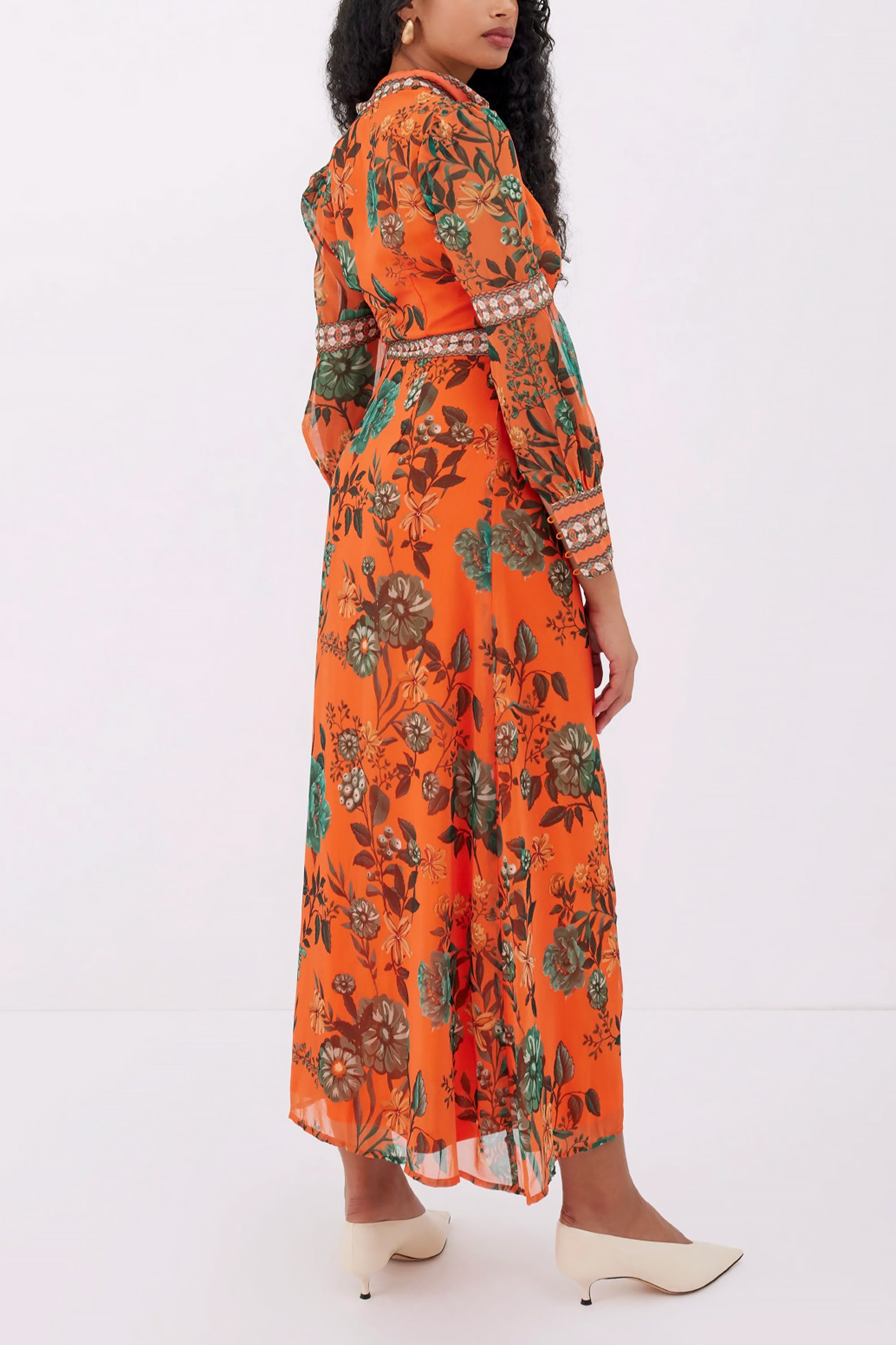 Orange Chiffon Maxi Dress by Raishma