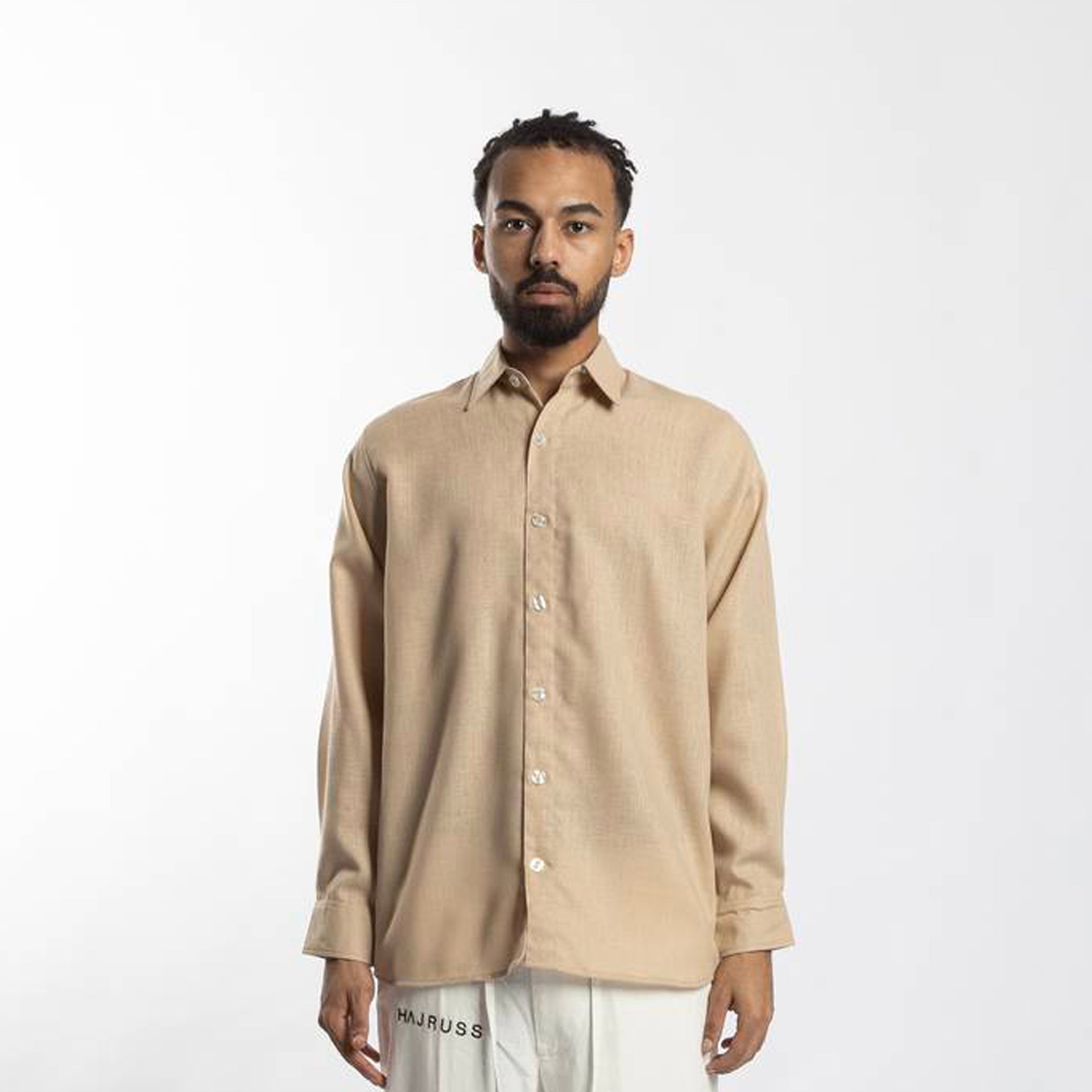 Beige Linen Long-Sleeve Shirt From Hajrus