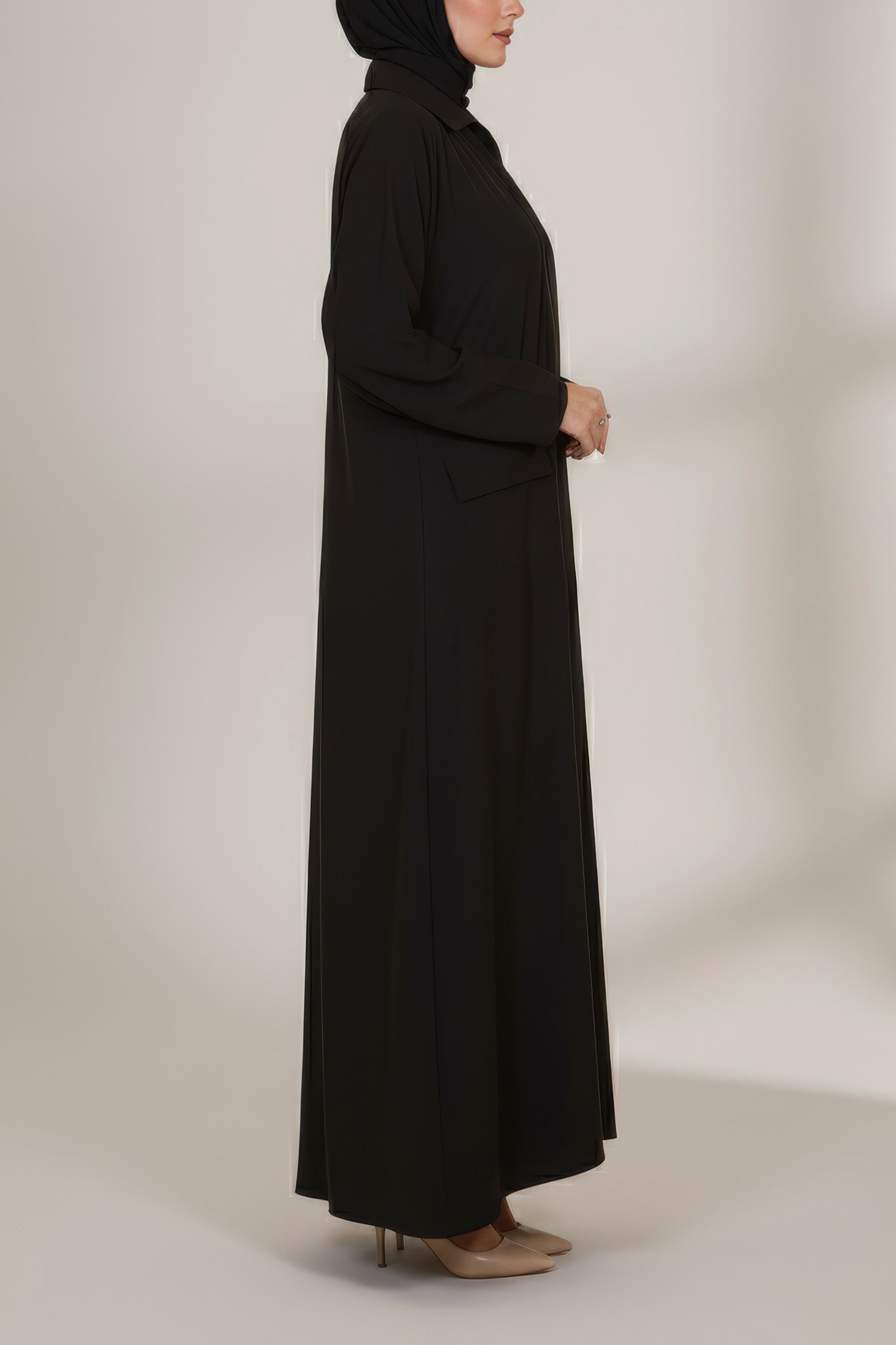 Black Pearls Crepe Abaya by Le Muga